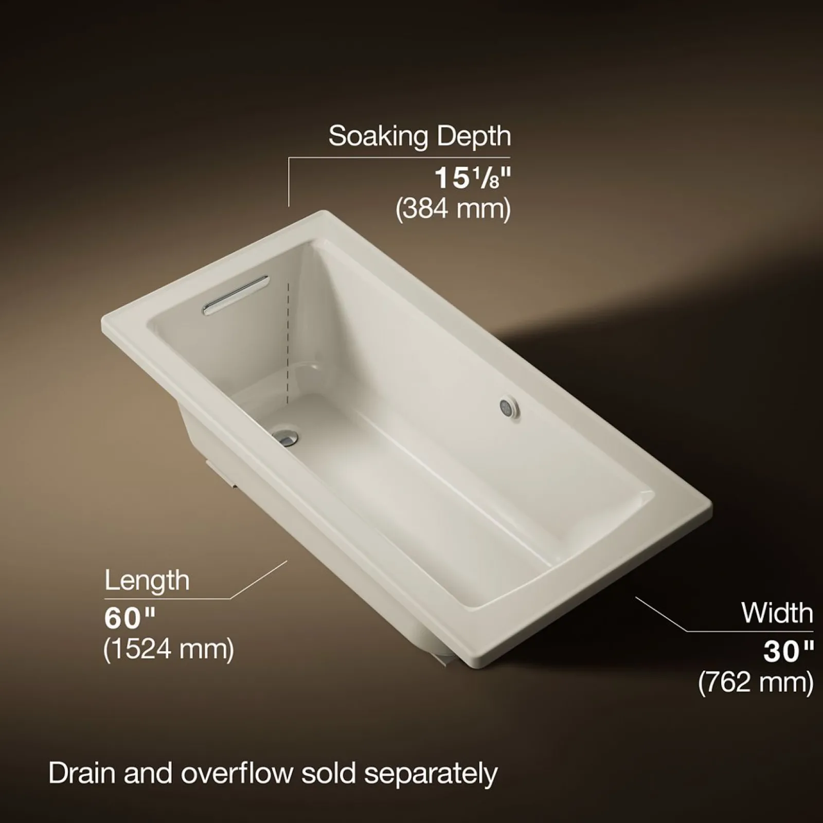 60" x 30" drop-in bath with Bask® heated surface^Kohler Hot