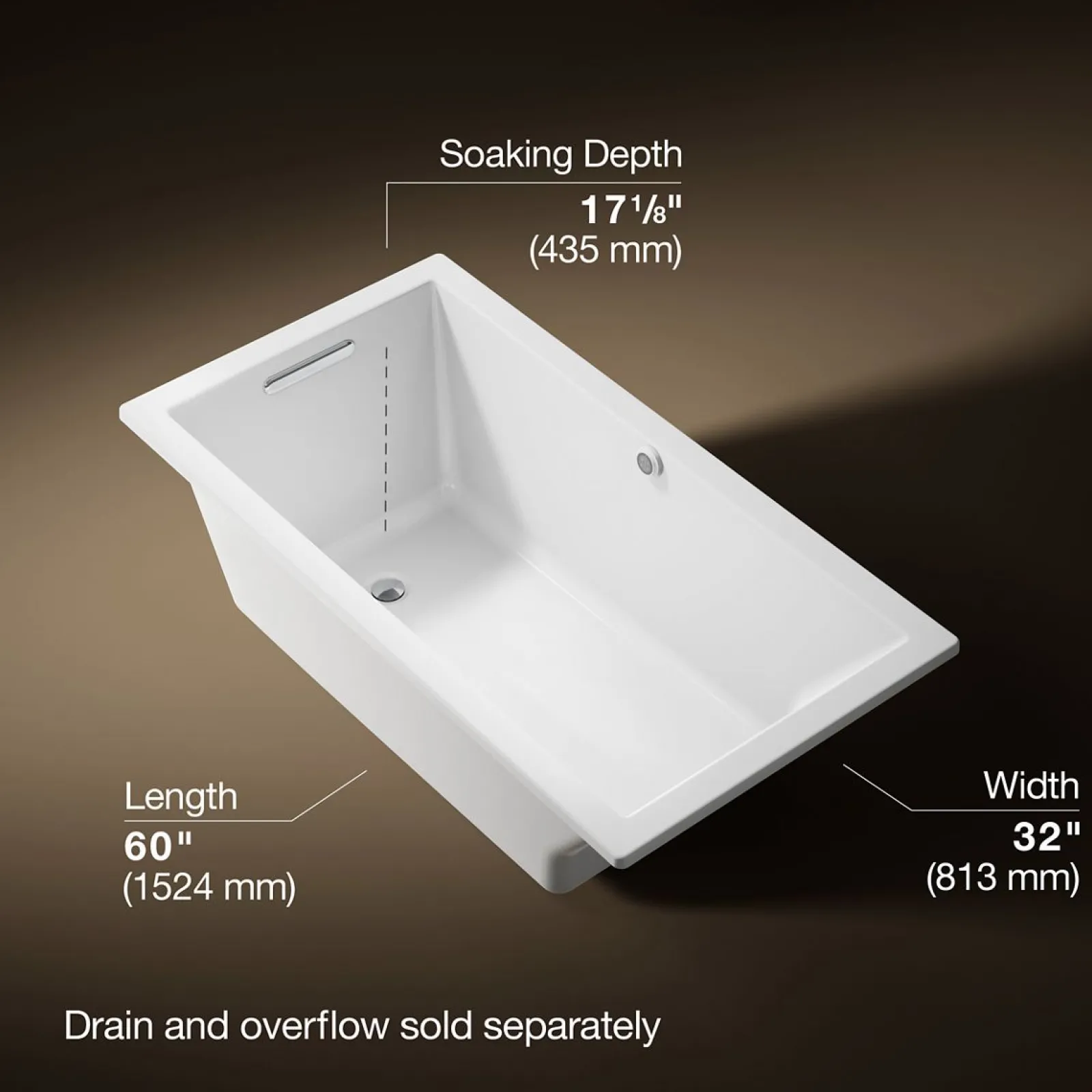 60" x 32" drop-in bath with Bask® heated surface^Kohler Best
