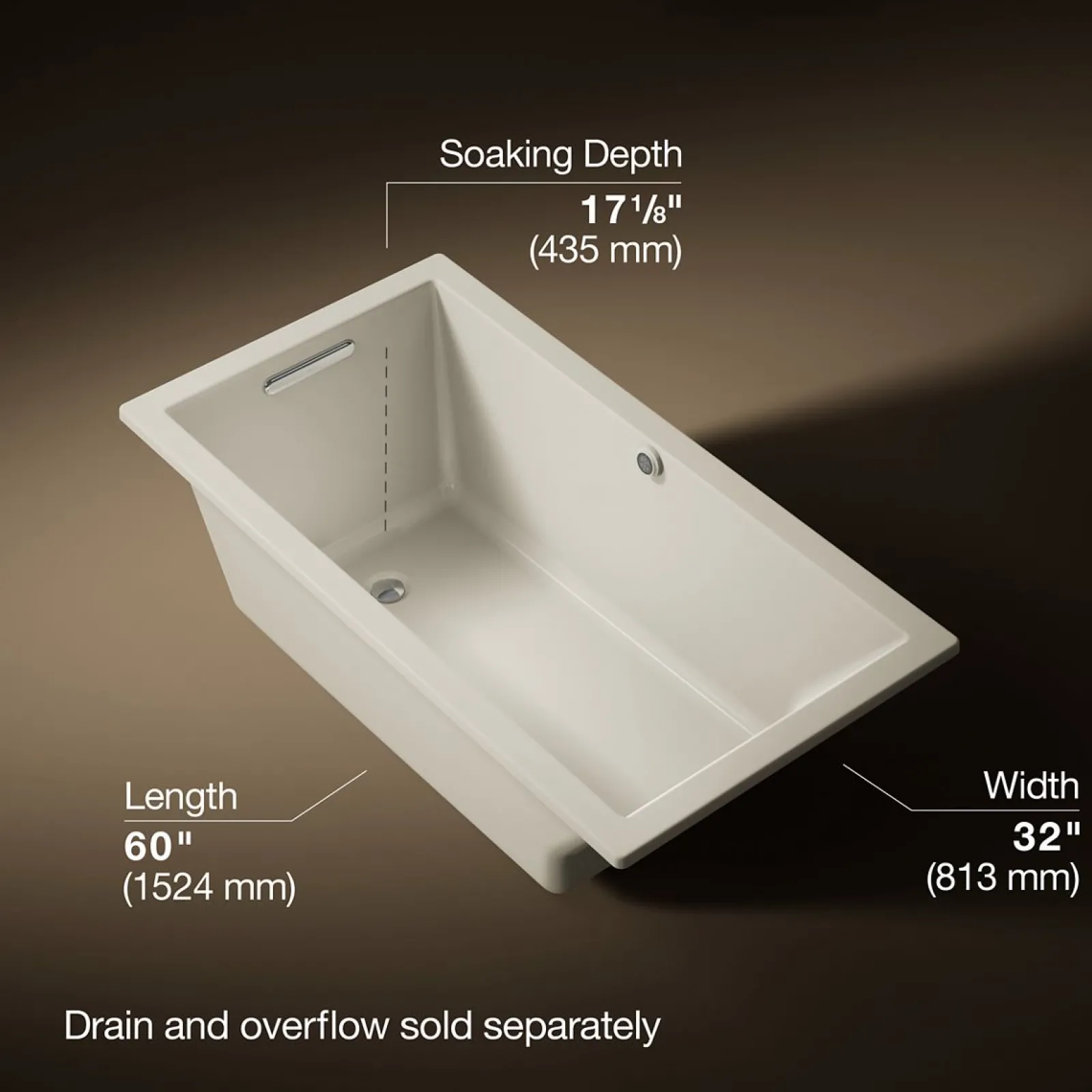 60" x 32" drop-in bath with Bask® heated surface^Kohler Best