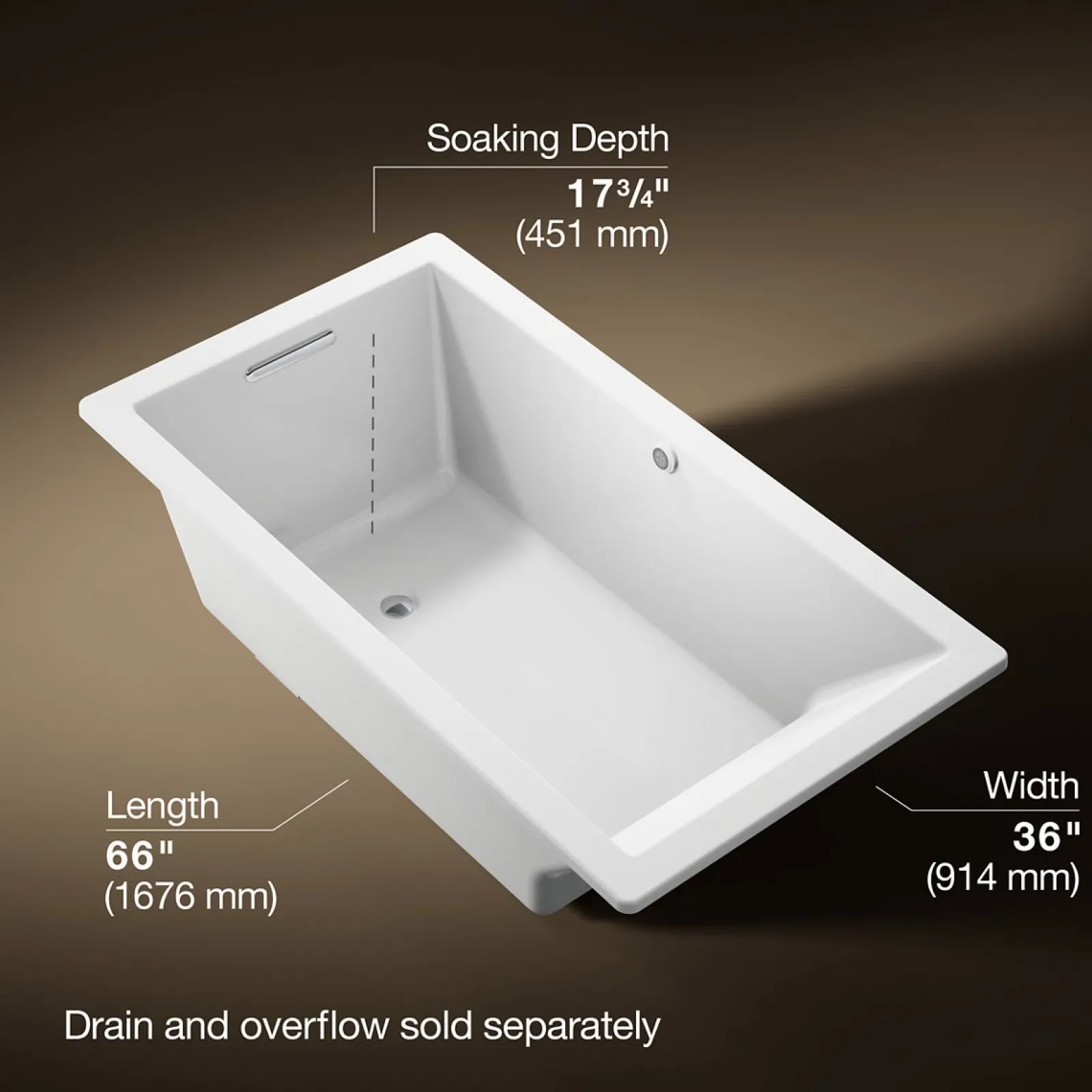 66" x 36" drop-in bath with Bask® heated surface^Kohler Clearance
