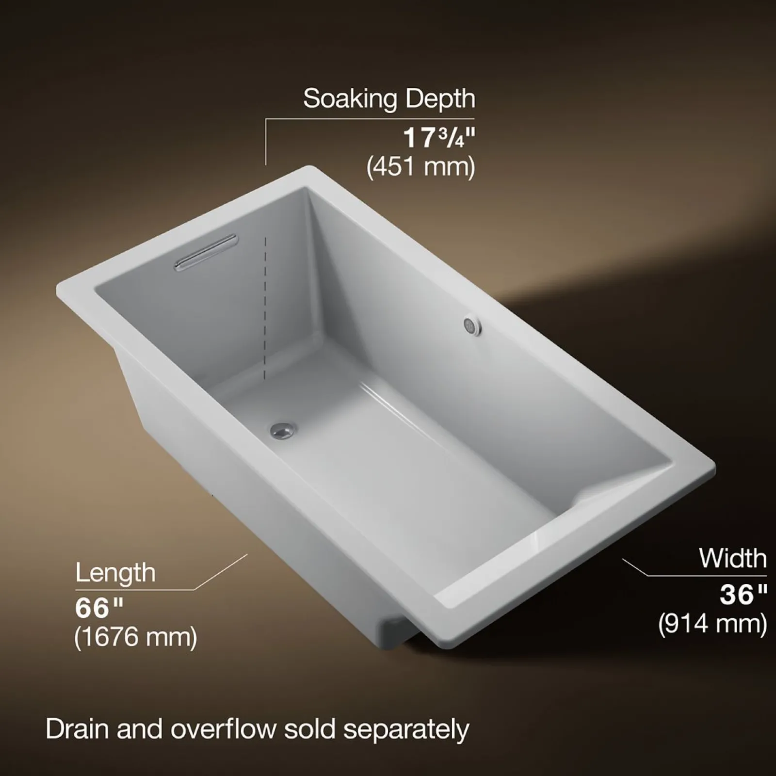 66" x 36" drop-in bath with Bask® heated surface^Kohler Clearance