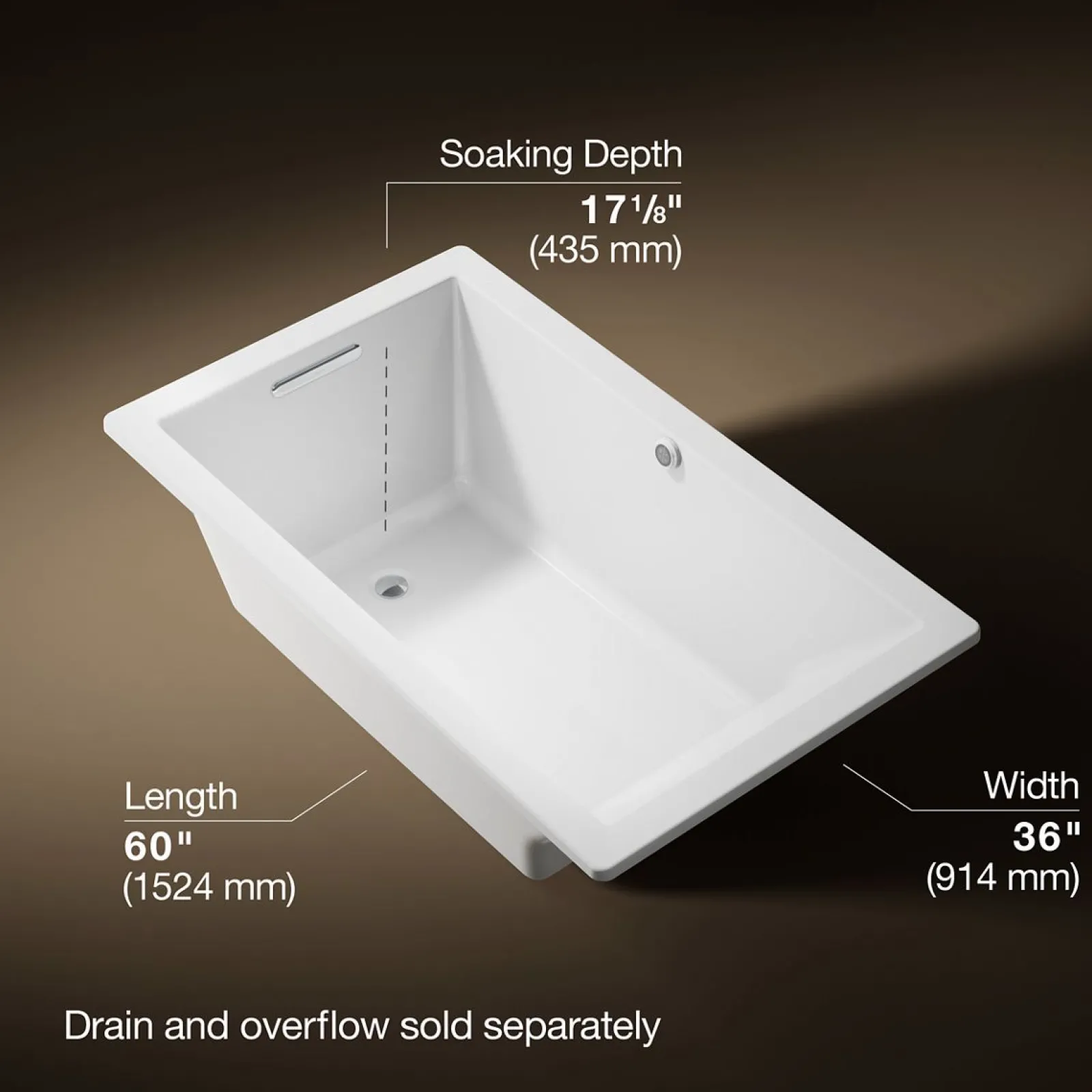 60" x 36" drop-in bath with Bask® heated surface^Kohler Best