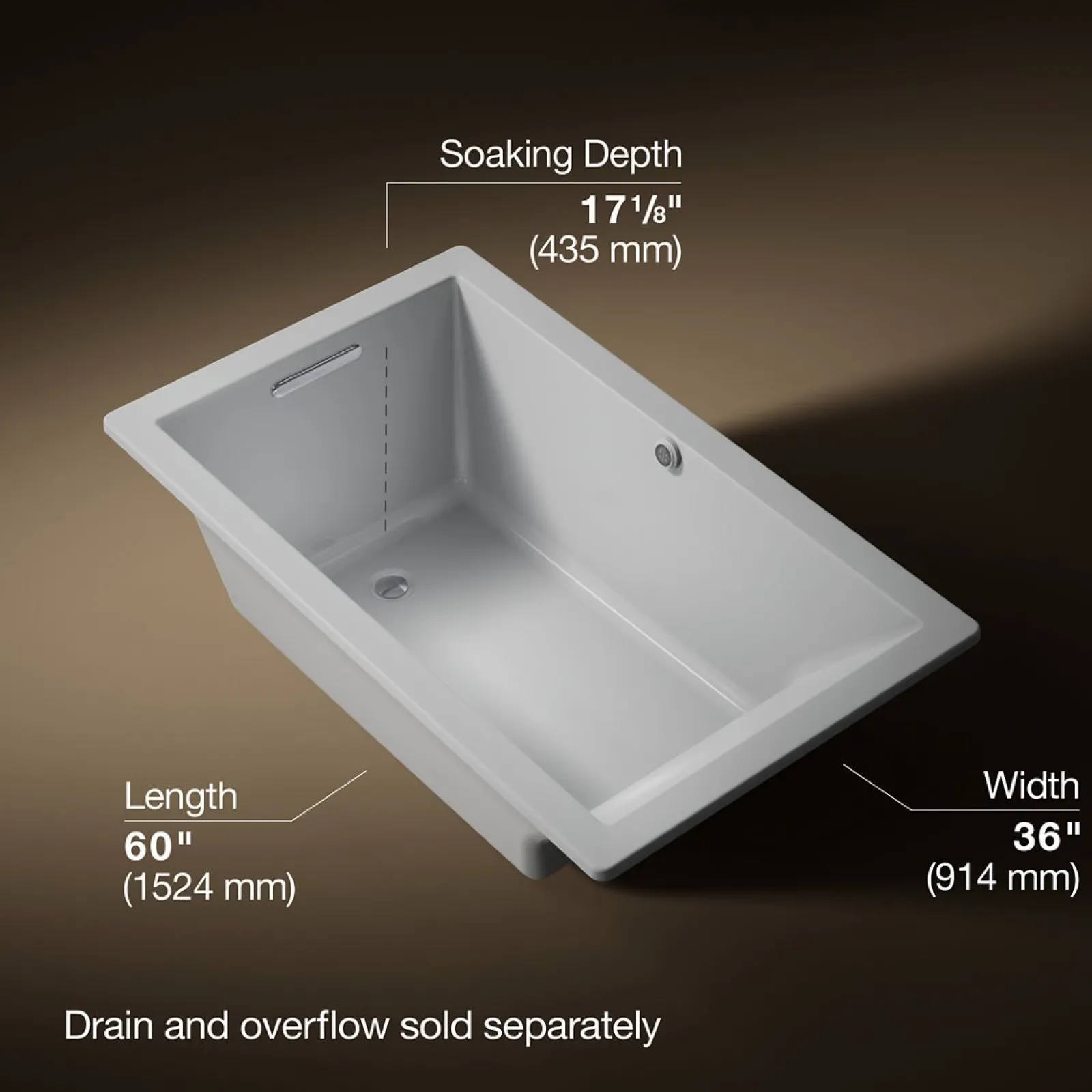 60" x 36" drop-in bath with Bask® heated surface^Kohler Best