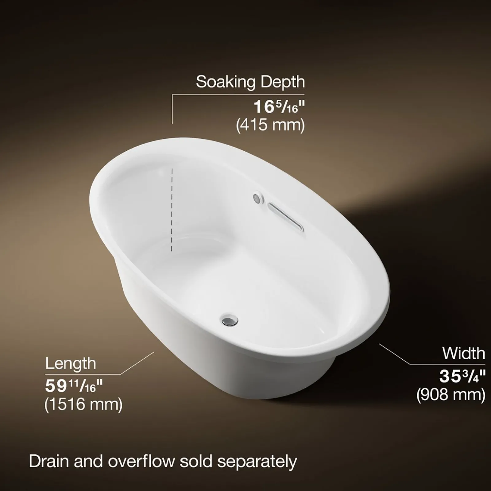 59-3/4" x 35-3/4" drop-in bath with Bask® heated surface^Kohler Hot