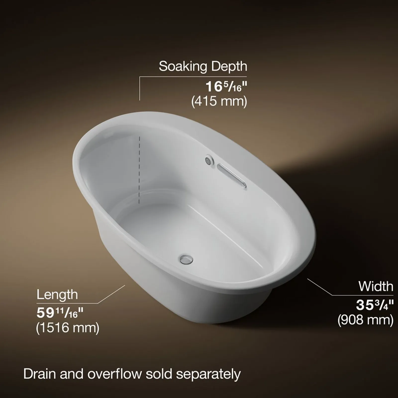 59-3/4" x 35-3/4" drop-in bath with Bask® heated surface^Kohler Hot