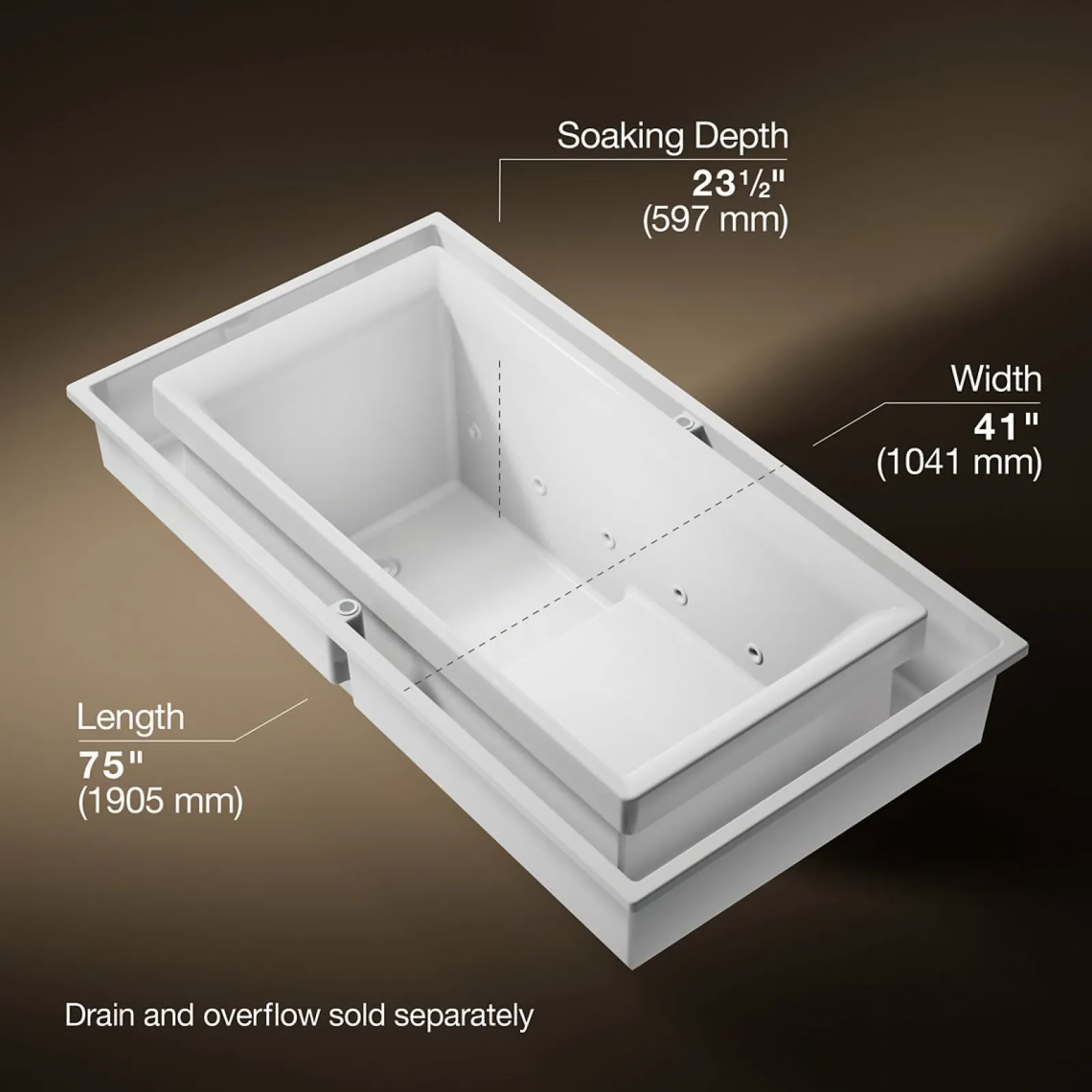 63" x 31-1/2" drop-in Effervescence bath^Kohler Hot