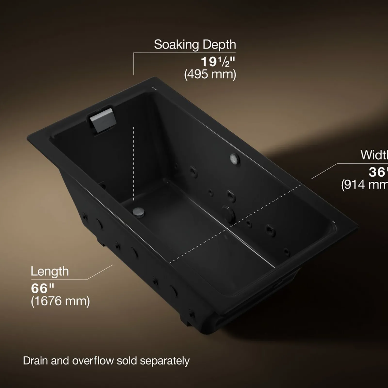 66" x 36" drop-in Effervescence whirlpool bath^Kohler Hot