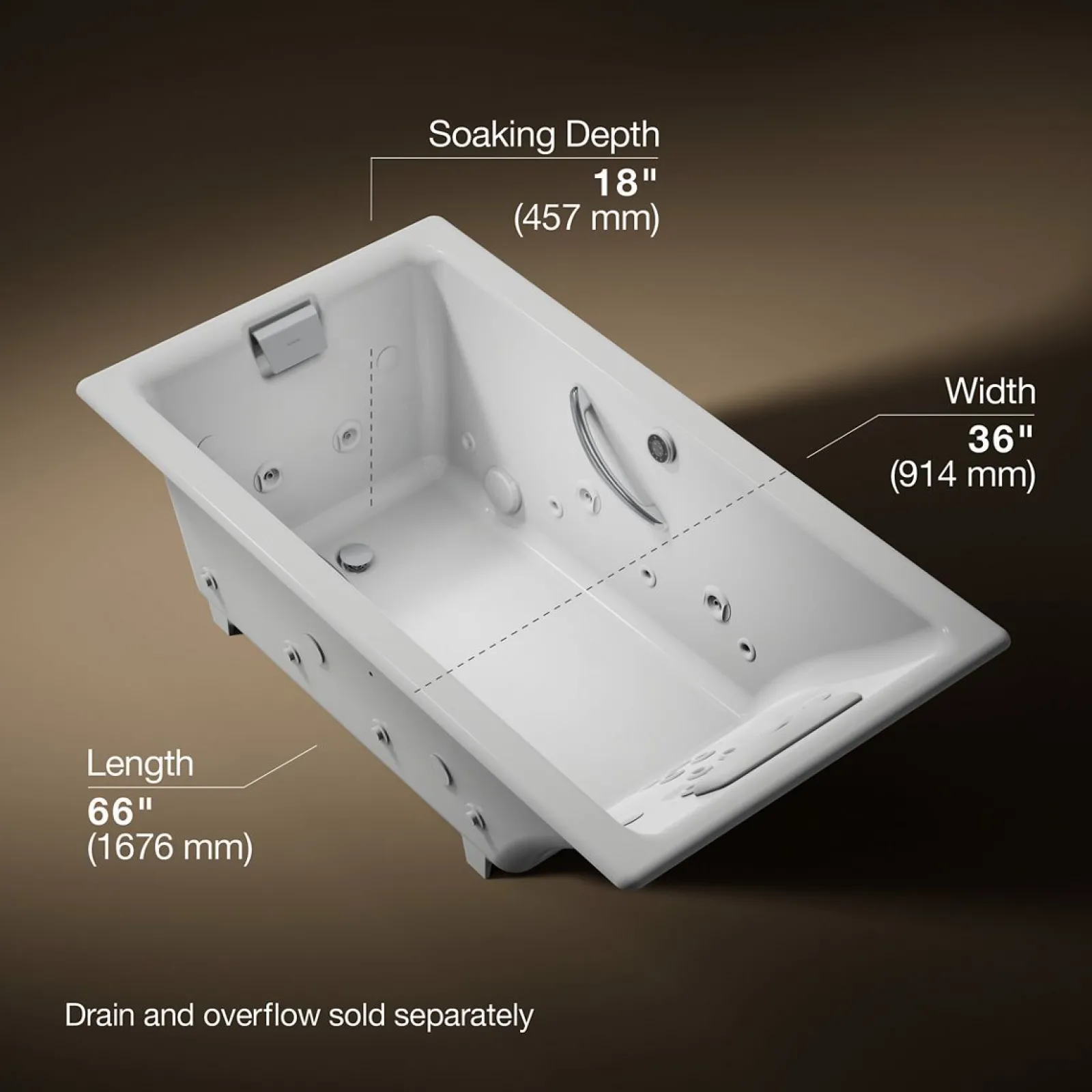 66" x 36" drop-in Effervescence whirlpool bath^Kohler Discount