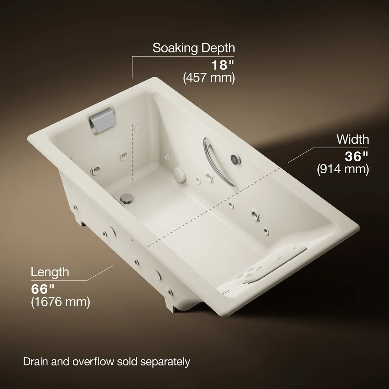 66" x 36" drop-in Effervescence whirlpool bath^Kohler Discount