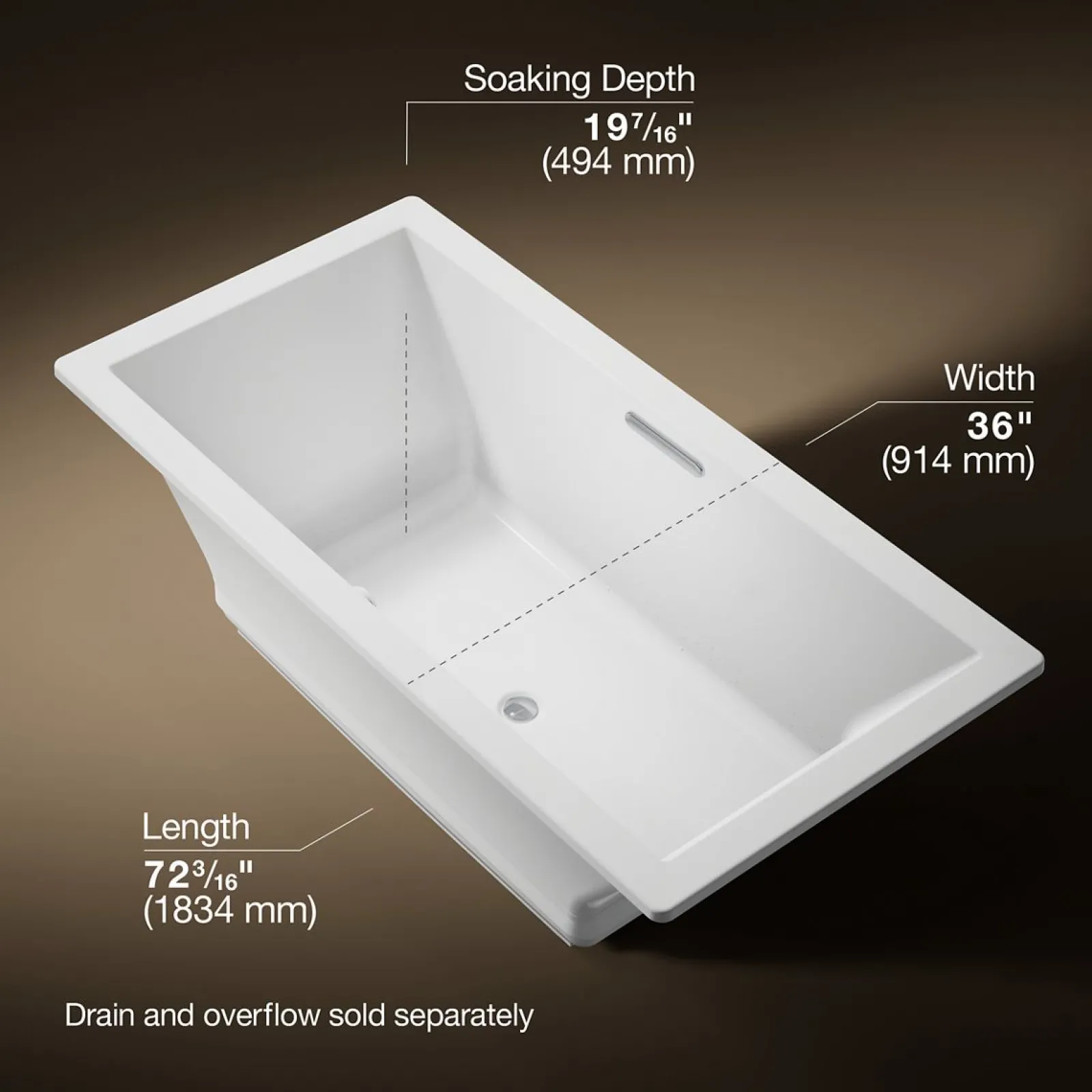 72" x 36" drop-in Heated BubbleMassage™ air bath^Kohler Discount