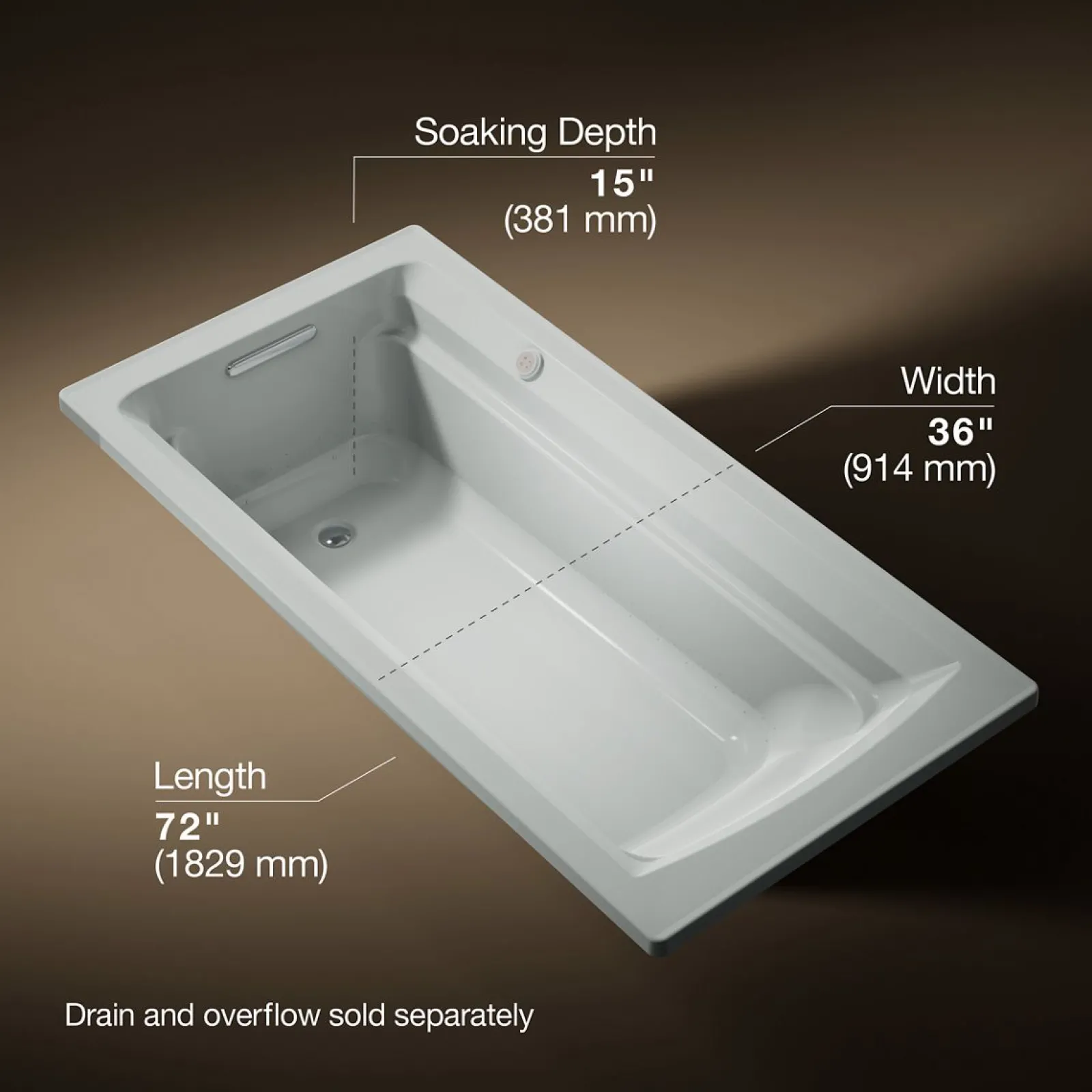 72" x 36" drop-in Heated BubbleMassage™ air bath^Kohler Sale