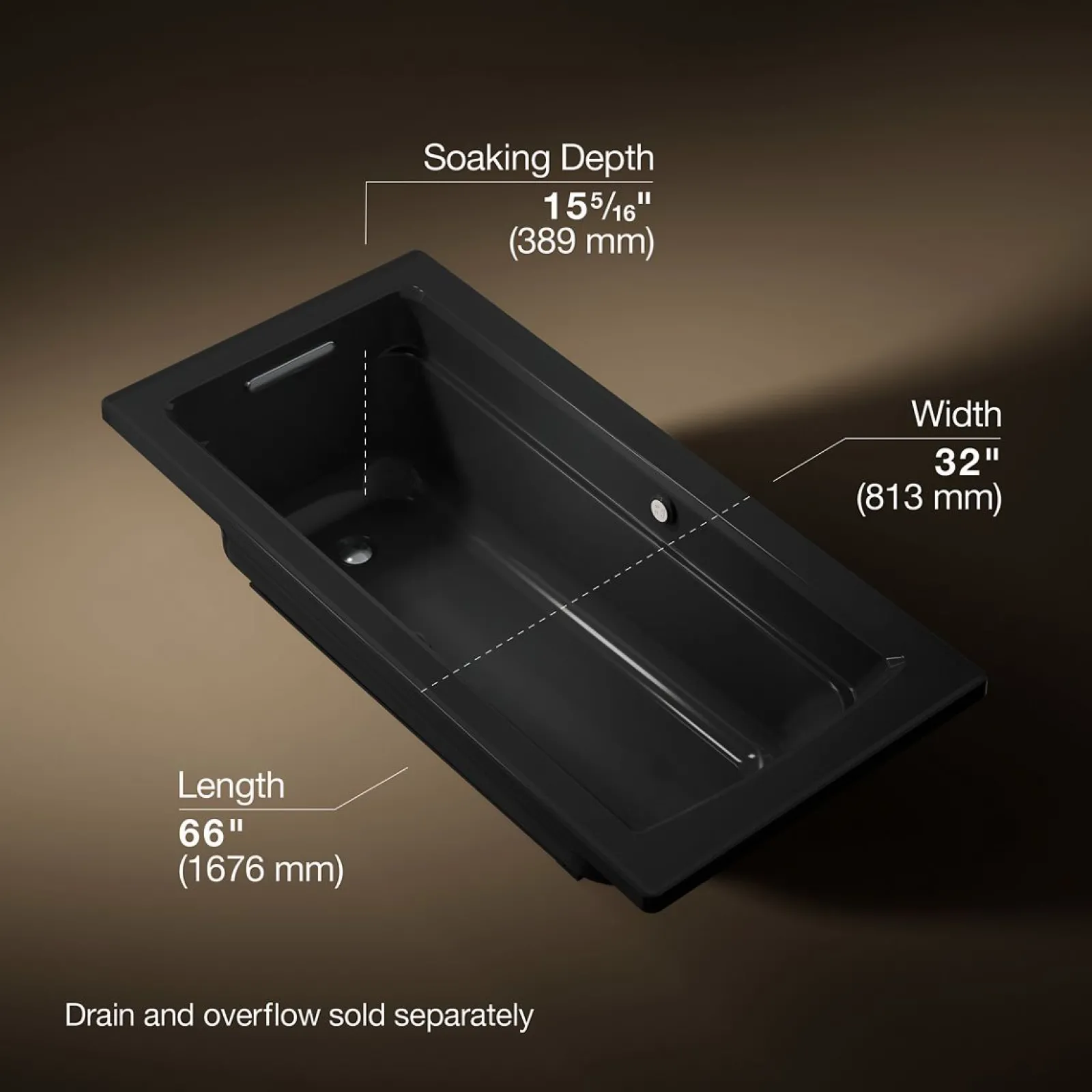 66" x 32" drop-in Heated BubbleMassage™ air bath with Bask® heated surface^Kohler