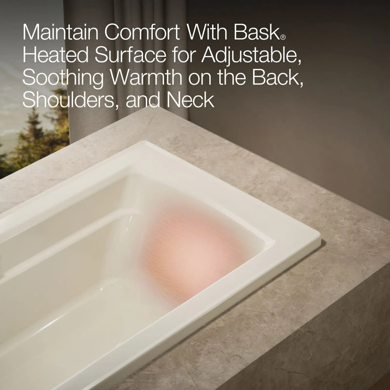 66" x 32" drop-in Heated BubbleMassage™ air bath with Bask® heated surface^Kohler