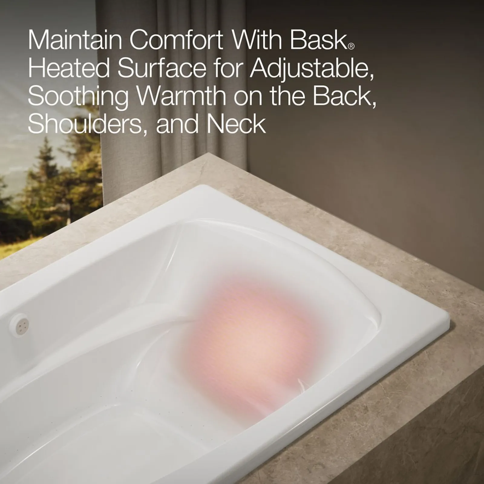 72-1/4" x 36-1/4" drop-in Heated BubbleMassage™ air bath with Bask® heated surface^Kohler
