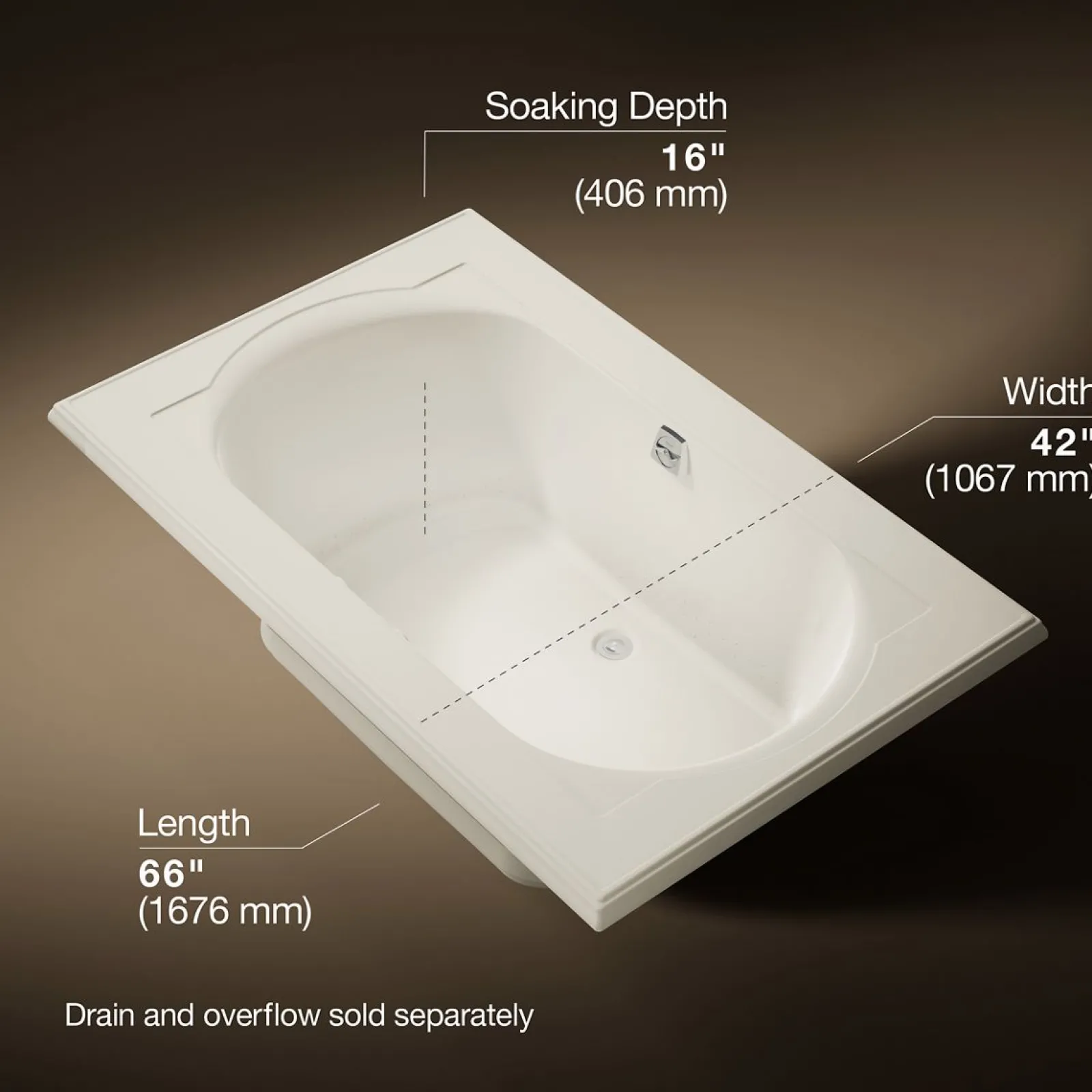 66" x 42" drop-in Heated BubbleMassage™ air bath with Bask® heated surface^Kohler Discount