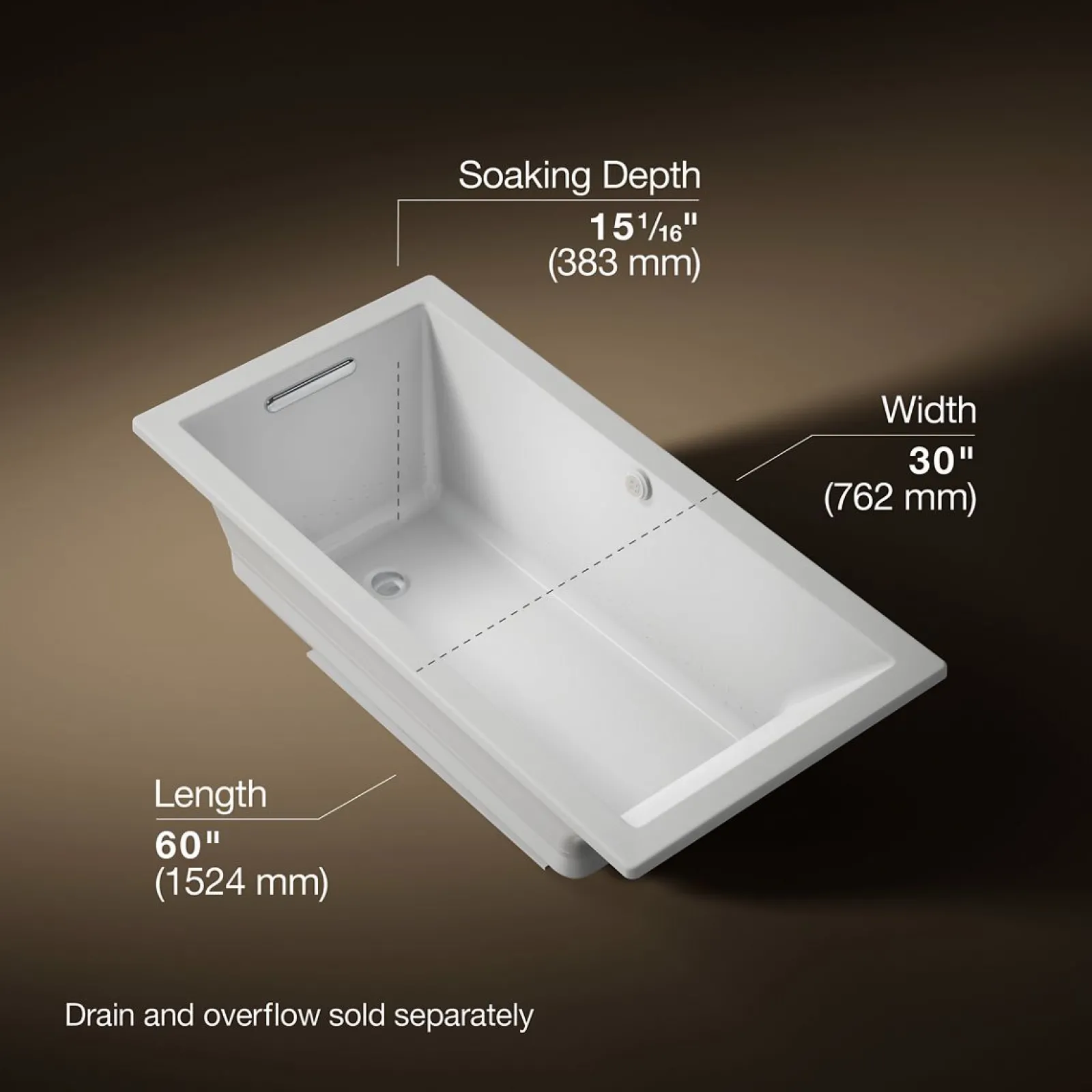 60" x 30" drop-in Heated BubbleMassage™ air bath^Kohler New