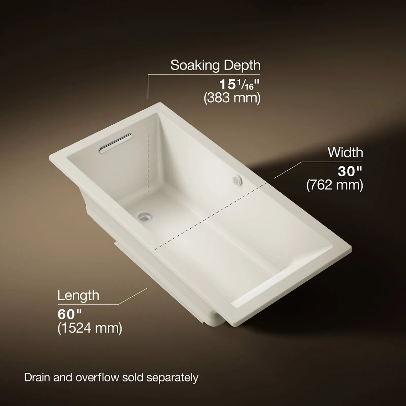 60" x 30" drop-in Heated BubbleMassage™ air bath^Kohler New