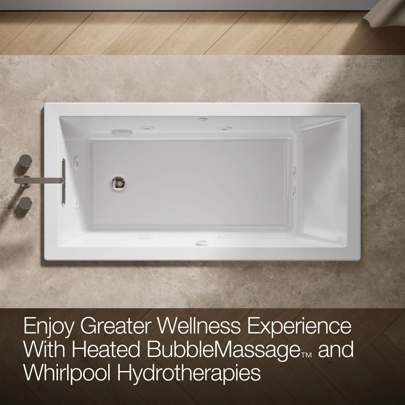60" x 30" drop-in Heated BubbleMassage™ air bath with whirlpool^Kohler