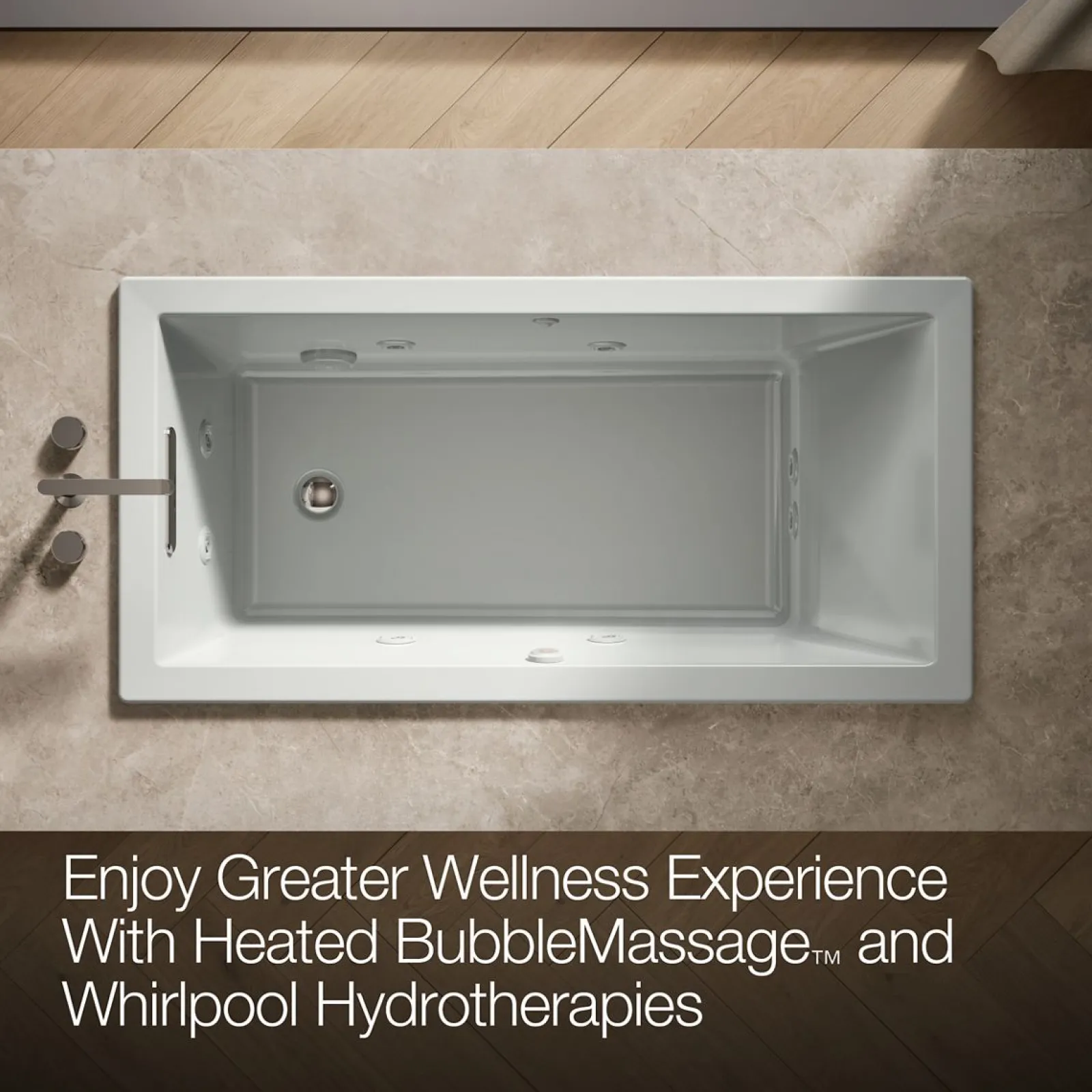 60" x 30" drop-in Heated BubbleMassage™ air bath with whirlpool^Kohler