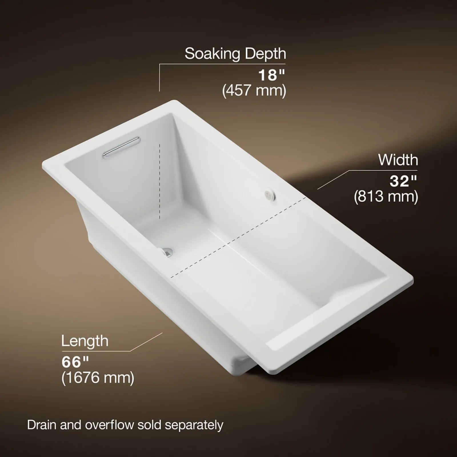 66" x 32" drop-in Heated BubbleMassage™ air bath with Bask® heated surface^Kohler Discount