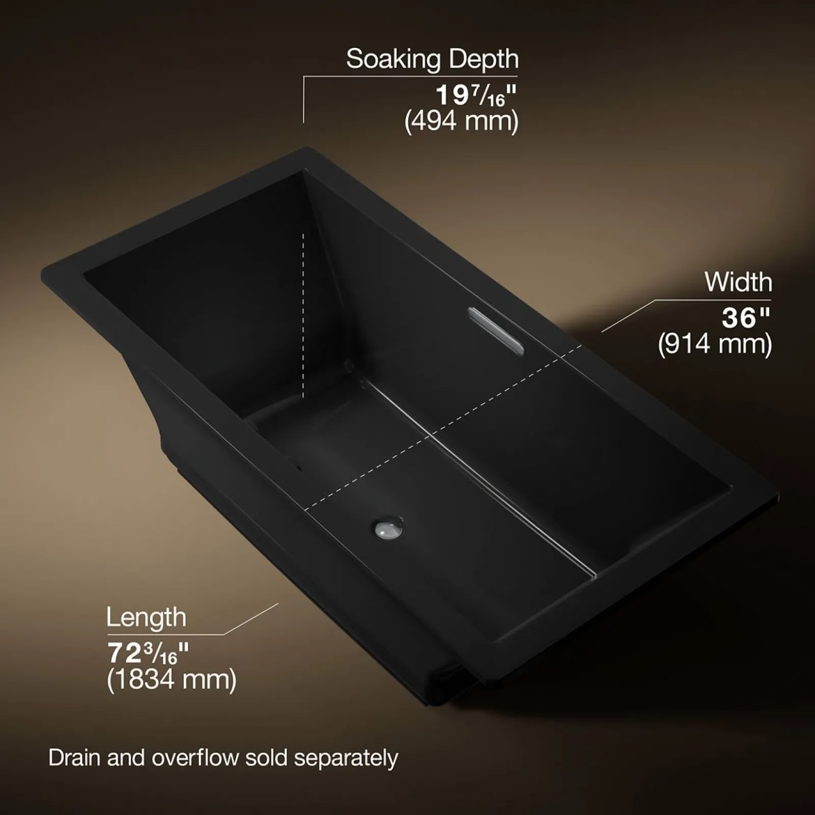 72" x 36" drop-in Heated BubbleMassage™ air bath with Bask® heated surface^Kohler Best