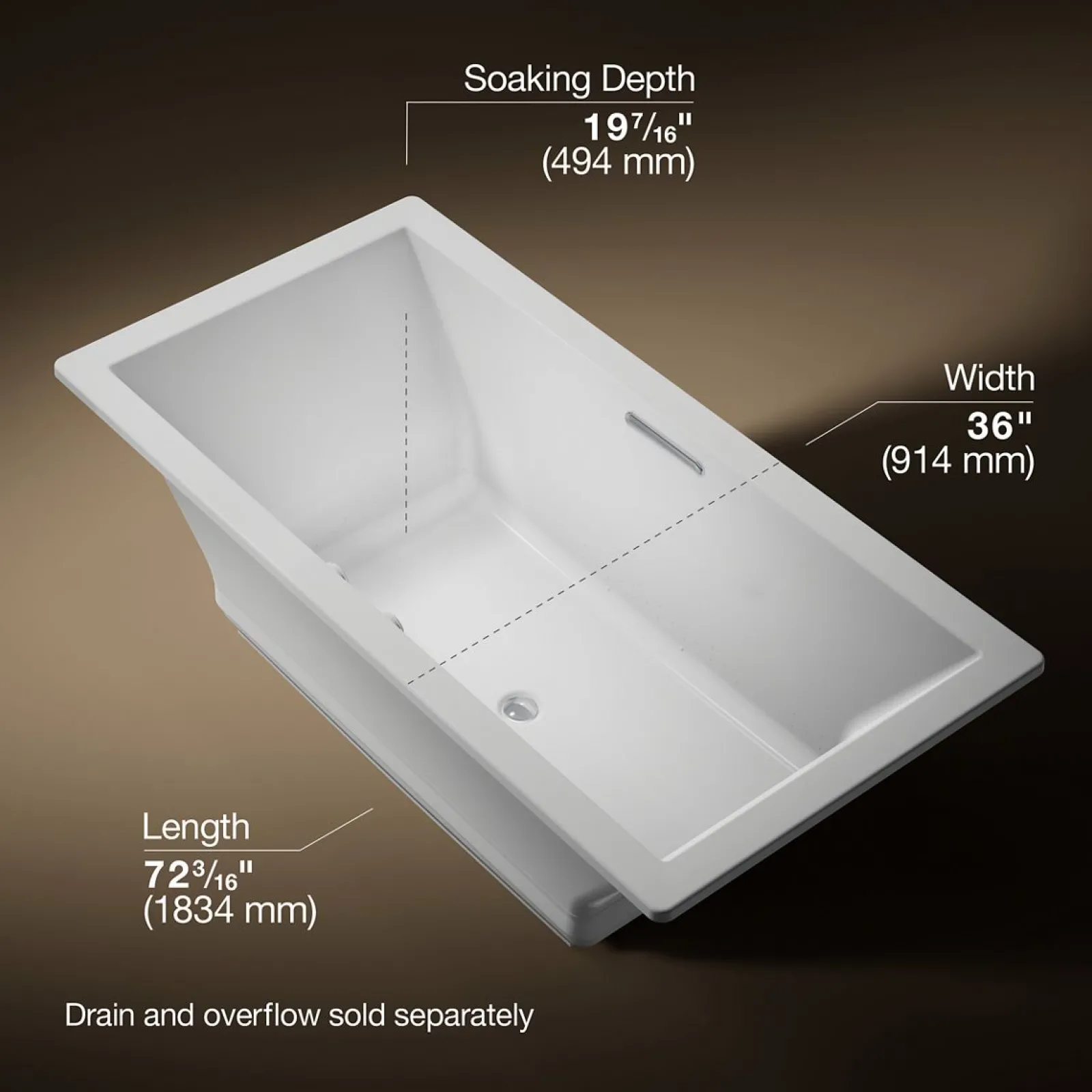 72" x 36" drop-in Heated BubbleMassage™ air bath with Bask® heated surface^Kohler Best
