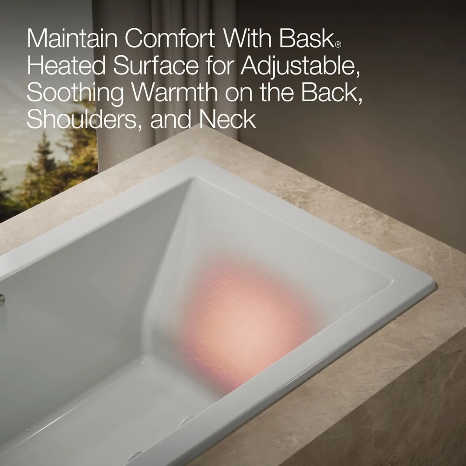 72" x 36" drop-in Heated BubbleMassage™ air bath with Bask® heated surface^Kohler Best