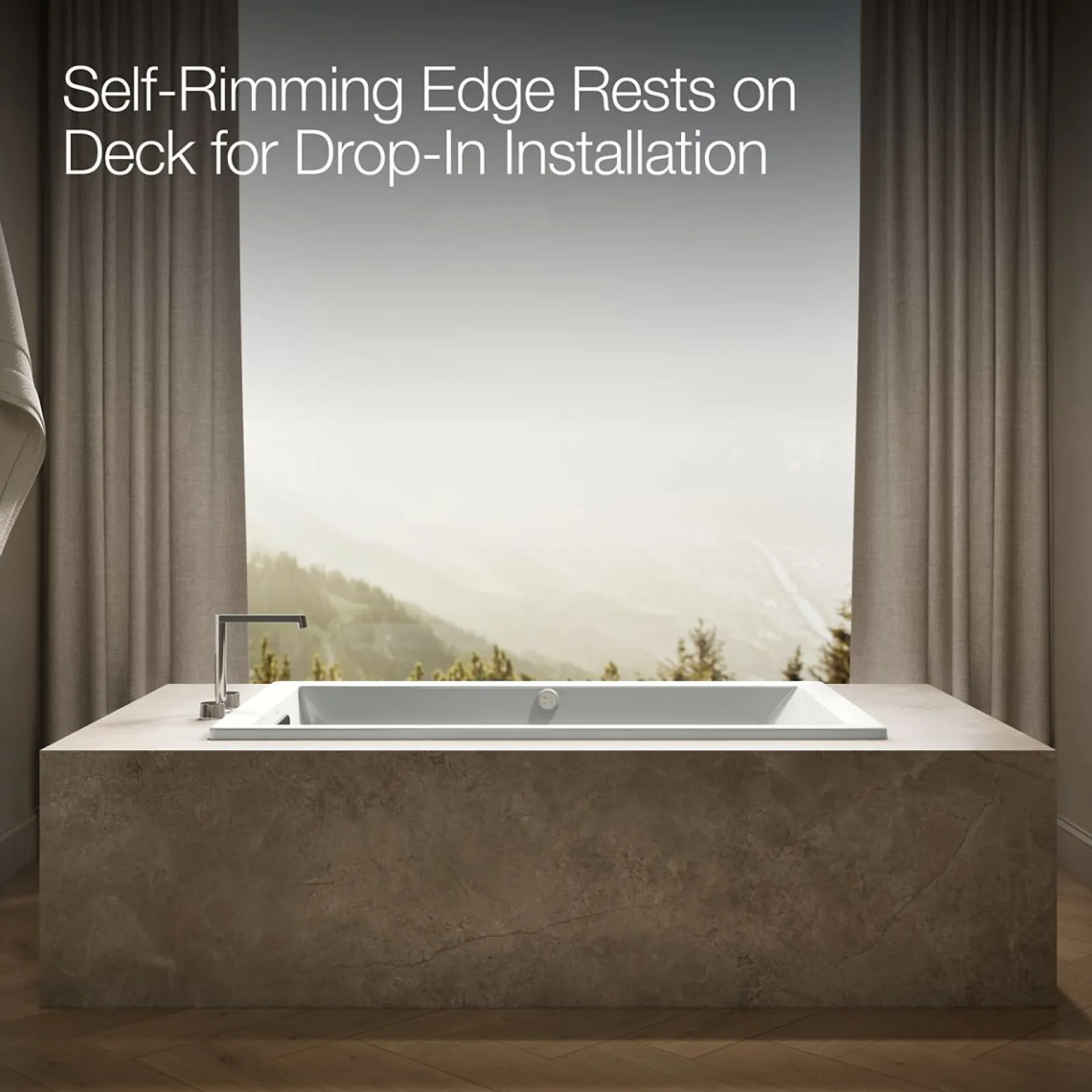 60" x 36" drop-in Heated BubbleMassage™ air bath with whirlpool^Kohler Hot