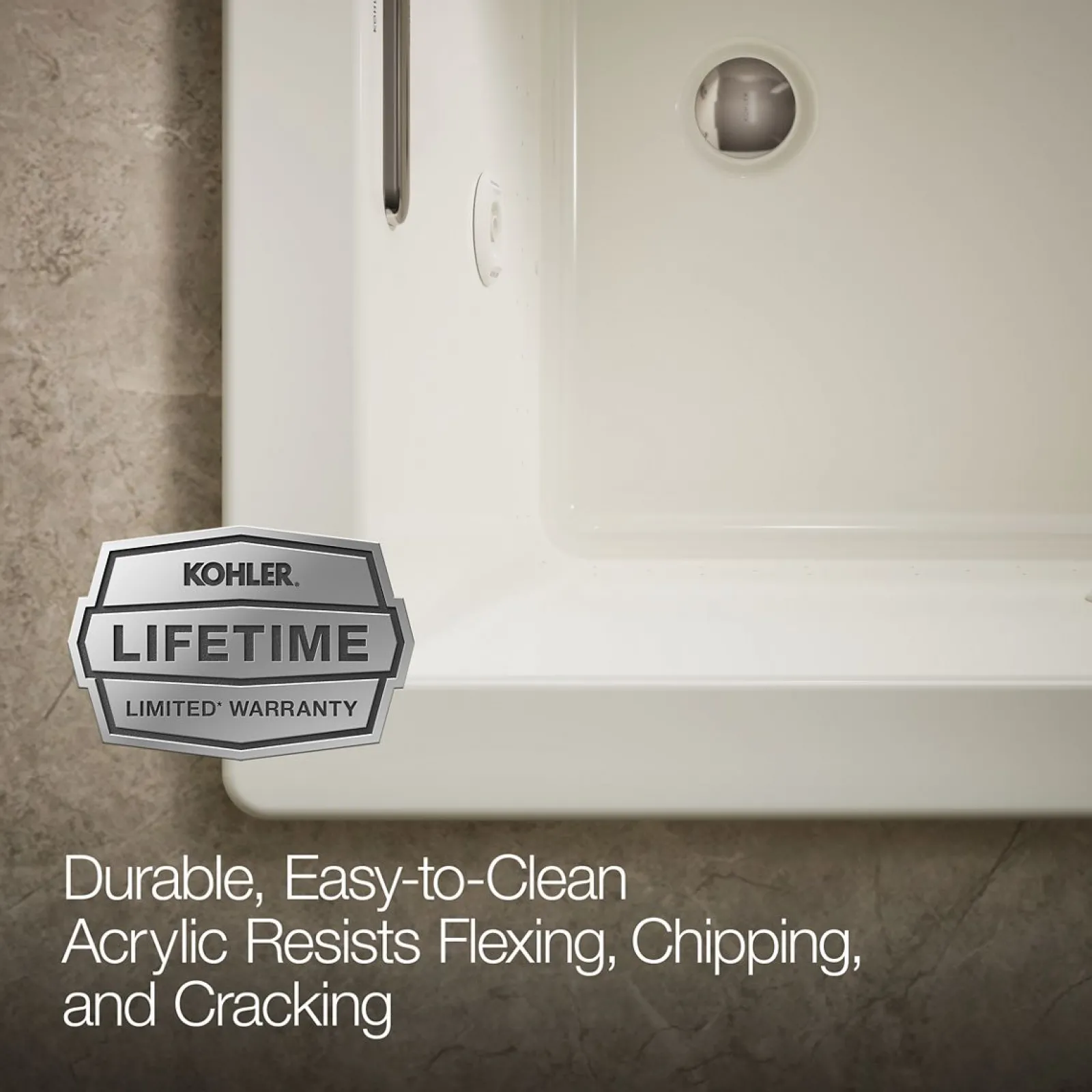 60" x 36" drop-in Heated BubbleMassage™ air bath with whirlpool^Kohler Hot