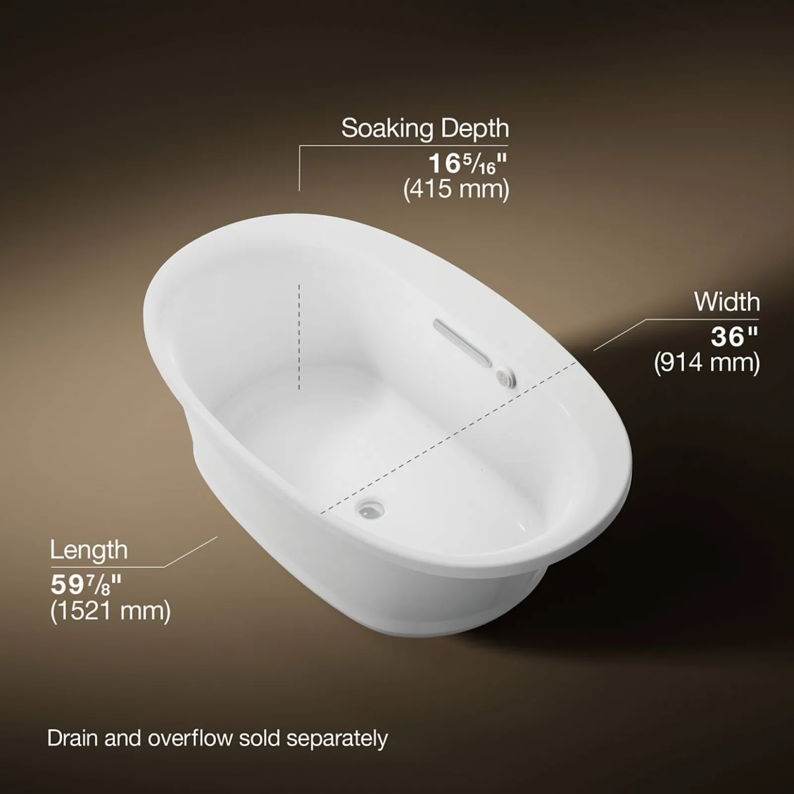 59-3/4" x 35-3/4" drop-in Heated BubbleMassage™ air bath with Bask® heated surface^Kohler New