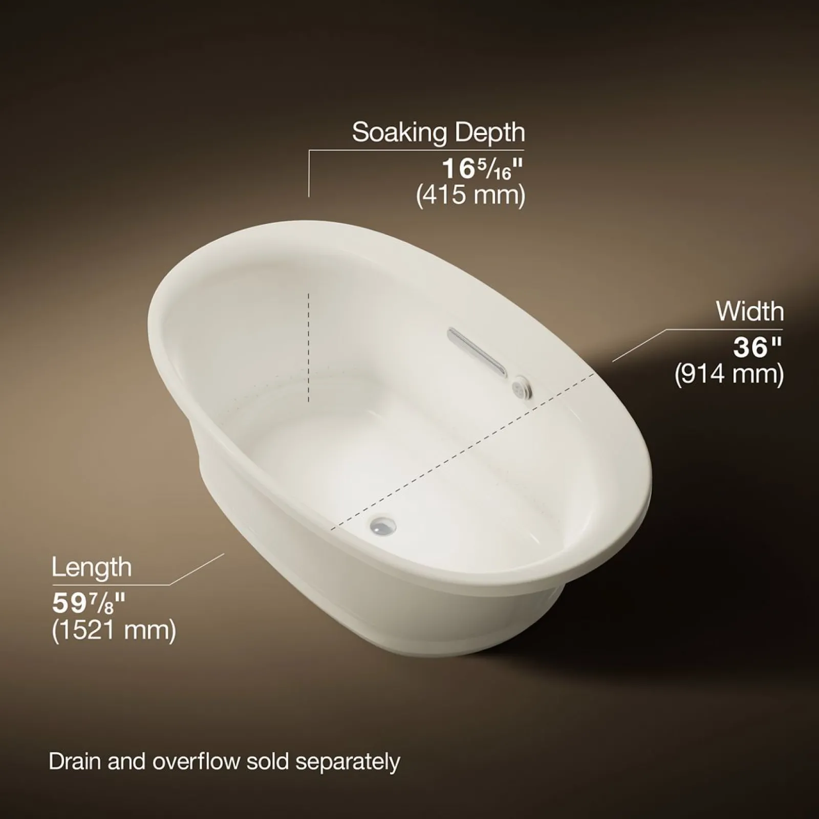 59-3/4" x 35-3/4" drop-in Heated BubbleMassage™ air bath with Bask® heated surface^Kohler New