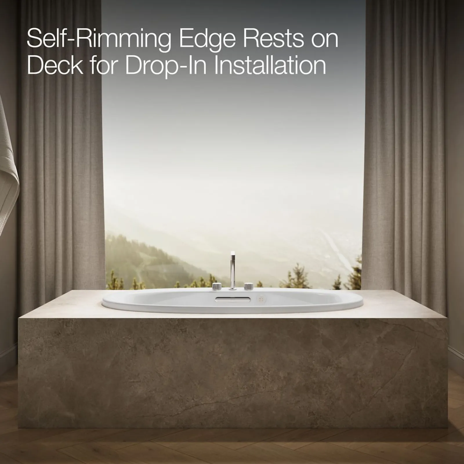 59-3/4" x 35-3/4" drop-in Heated BubbleMassage™ air bath with Bask® heated surface^Kohler New