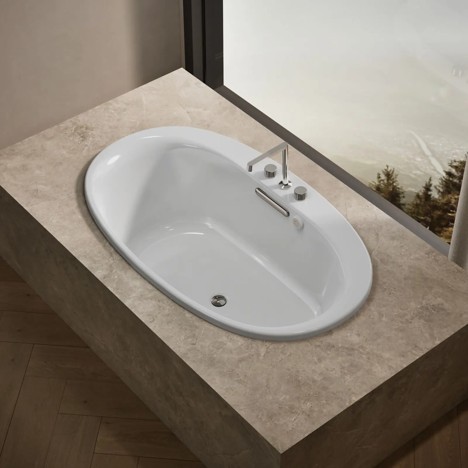 59-3/4" x 35-3/4" drop-in Heated BubbleMassage™ air bath with Bask® heated surface^Kohler New