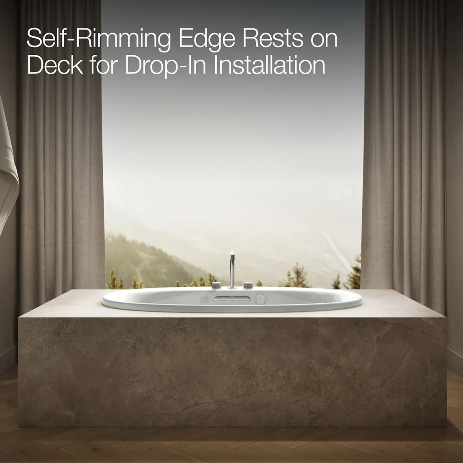 59-3/4" x 35-3/4" drop-in Heated BubbleMassage™ air bath with whirlpool^Kohler Online