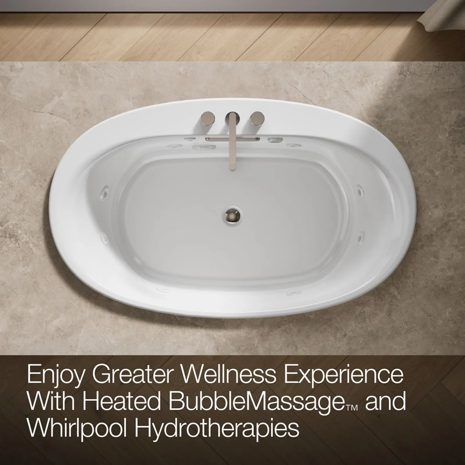59-3/4" x 35-3/4" drop-in Heated BubbleMassage™ air bath with whirlpool^Kohler Online