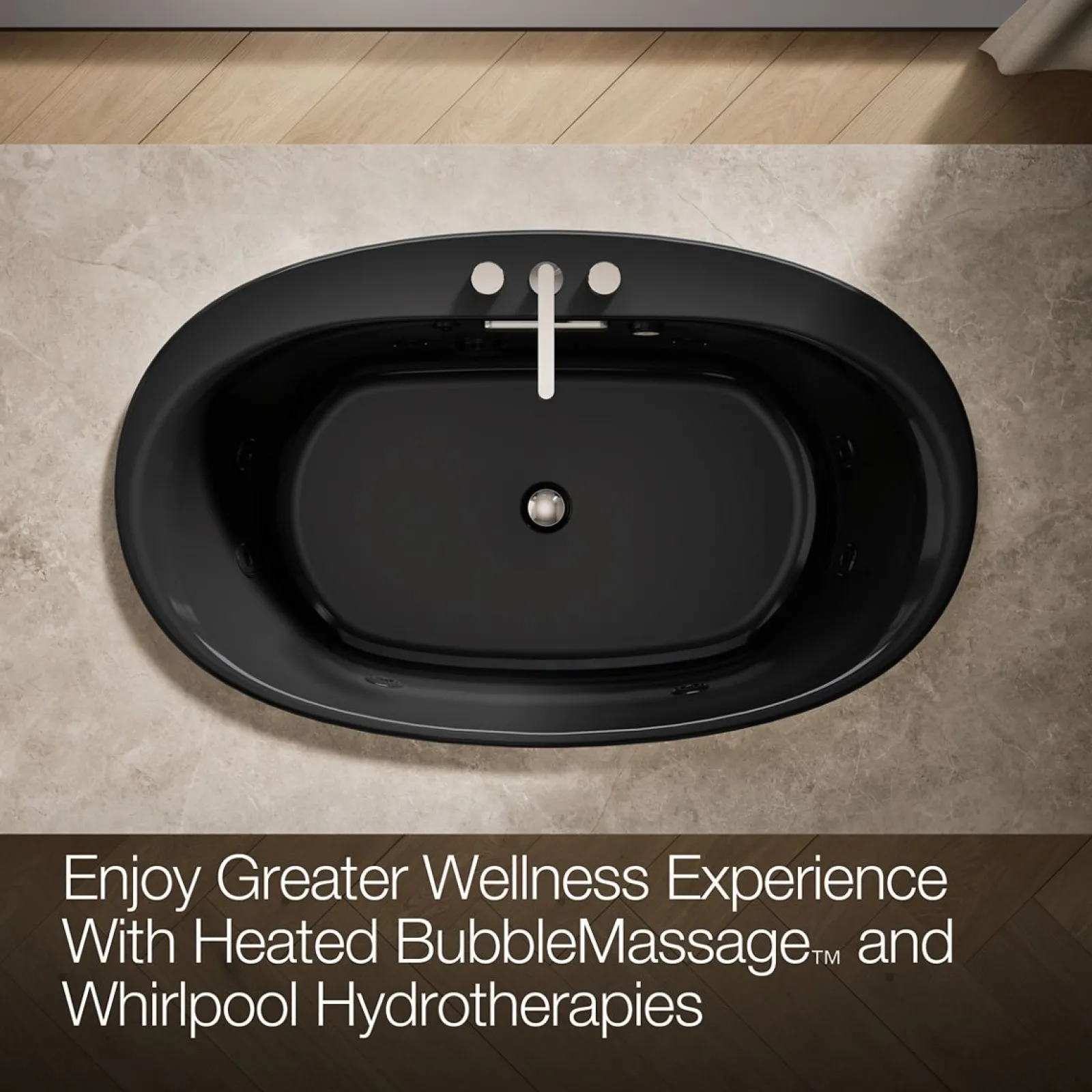 59-3/4" x 35-3/4" drop-in Heated BubbleMassage™ air bath with whirlpool^Kohler Online