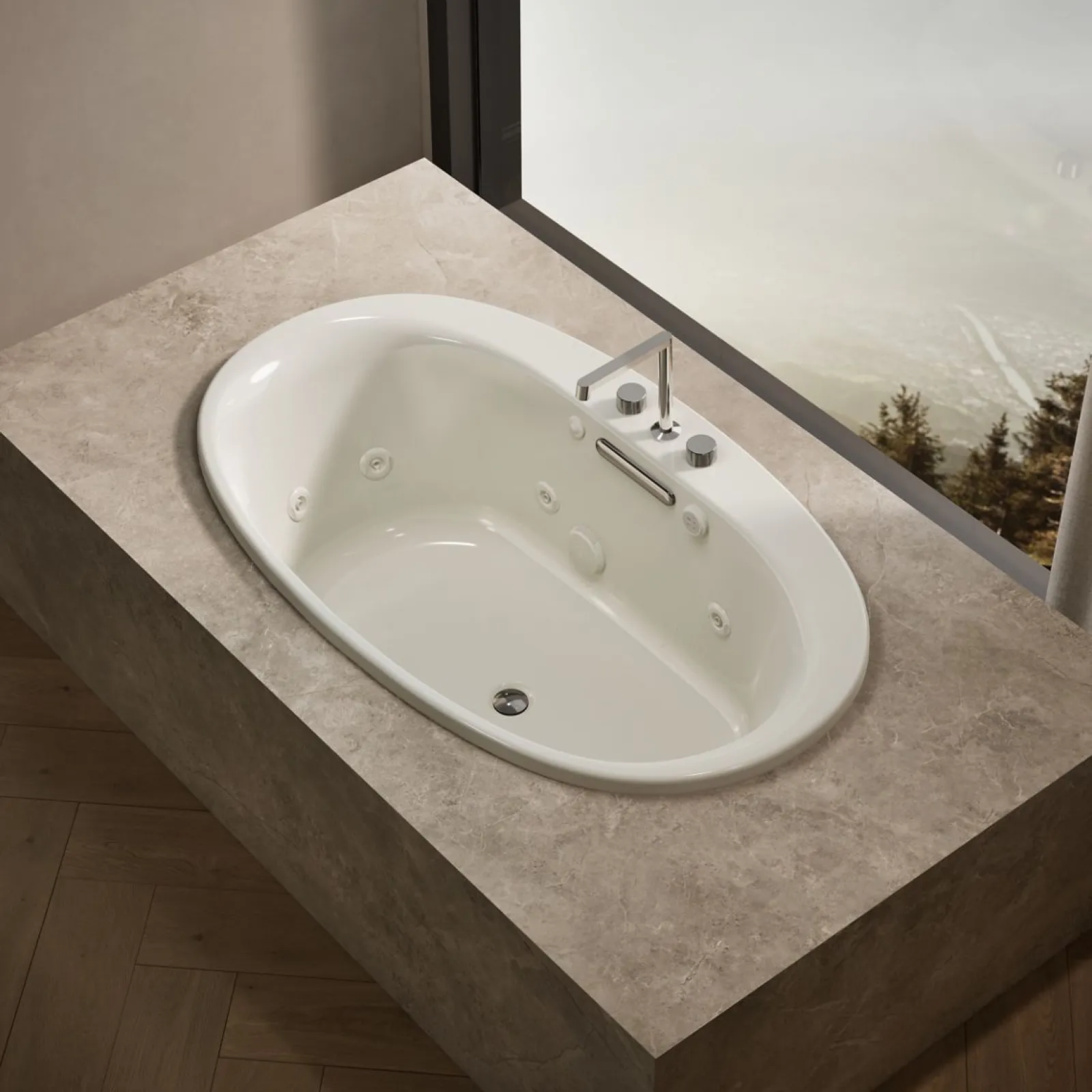59-3/4" x 35-3/4" drop-in Heated BubbleMassage™ air bath with whirlpool^Kohler Online