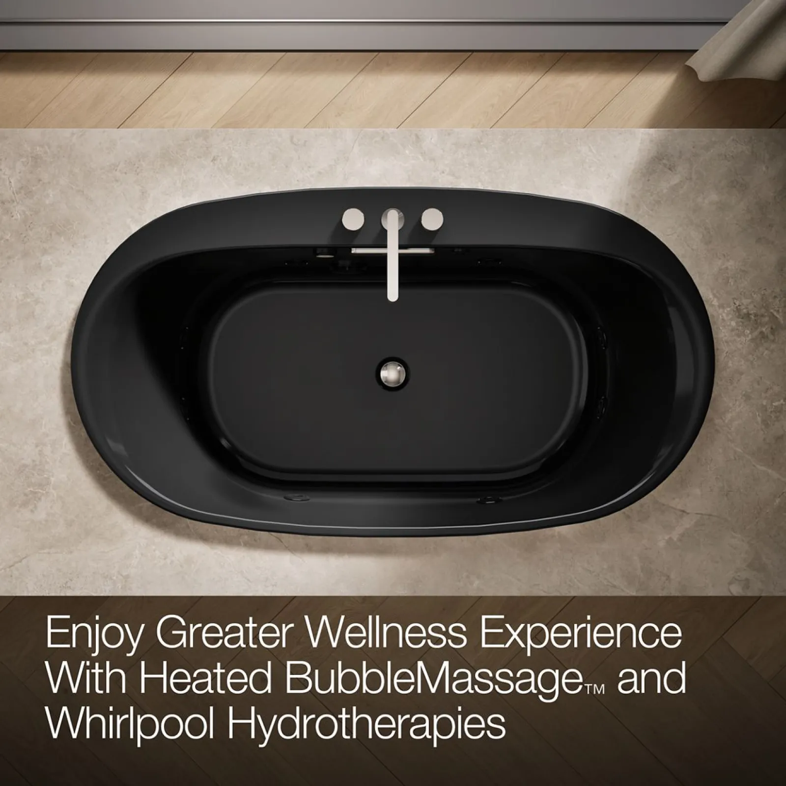 65-1/2" x 35-3/4" drop-in Heated BubbleMassage™ air bath with whirlpool^Kohler Best