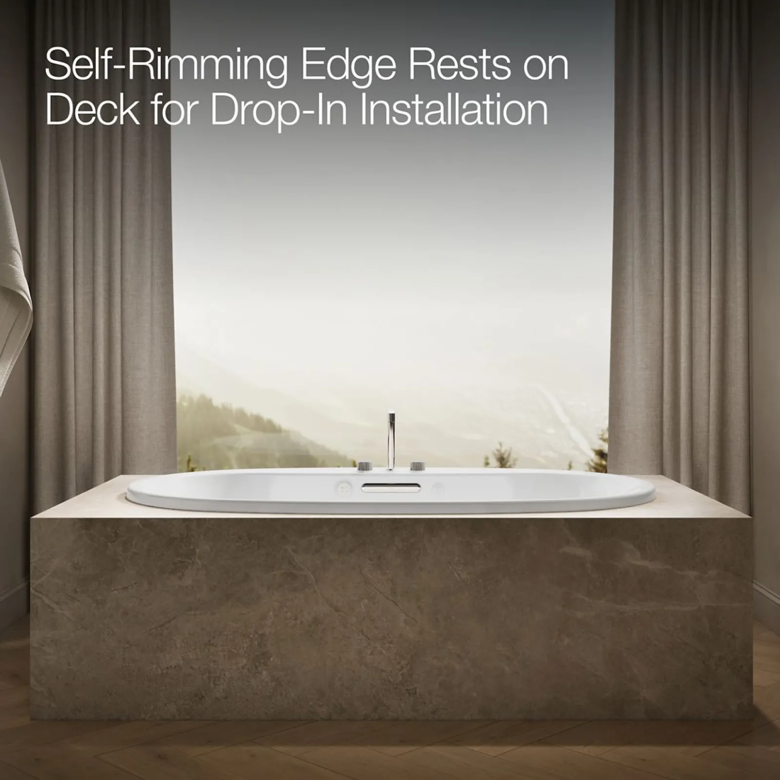 71-1/2" x 41-1/2" drop-in Heated BubbleMassage™ air bath with whirlpool^Kohler New
