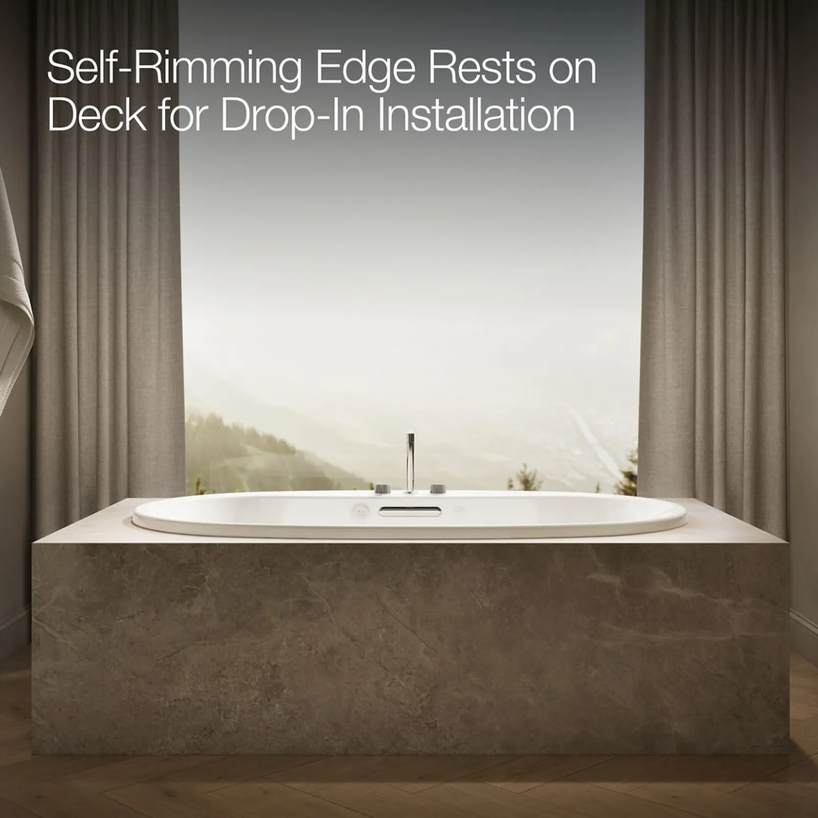 71-1/2" x 41-1/2" drop-in Heated BubbleMassage™ air bath with whirlpool^Kohler New
