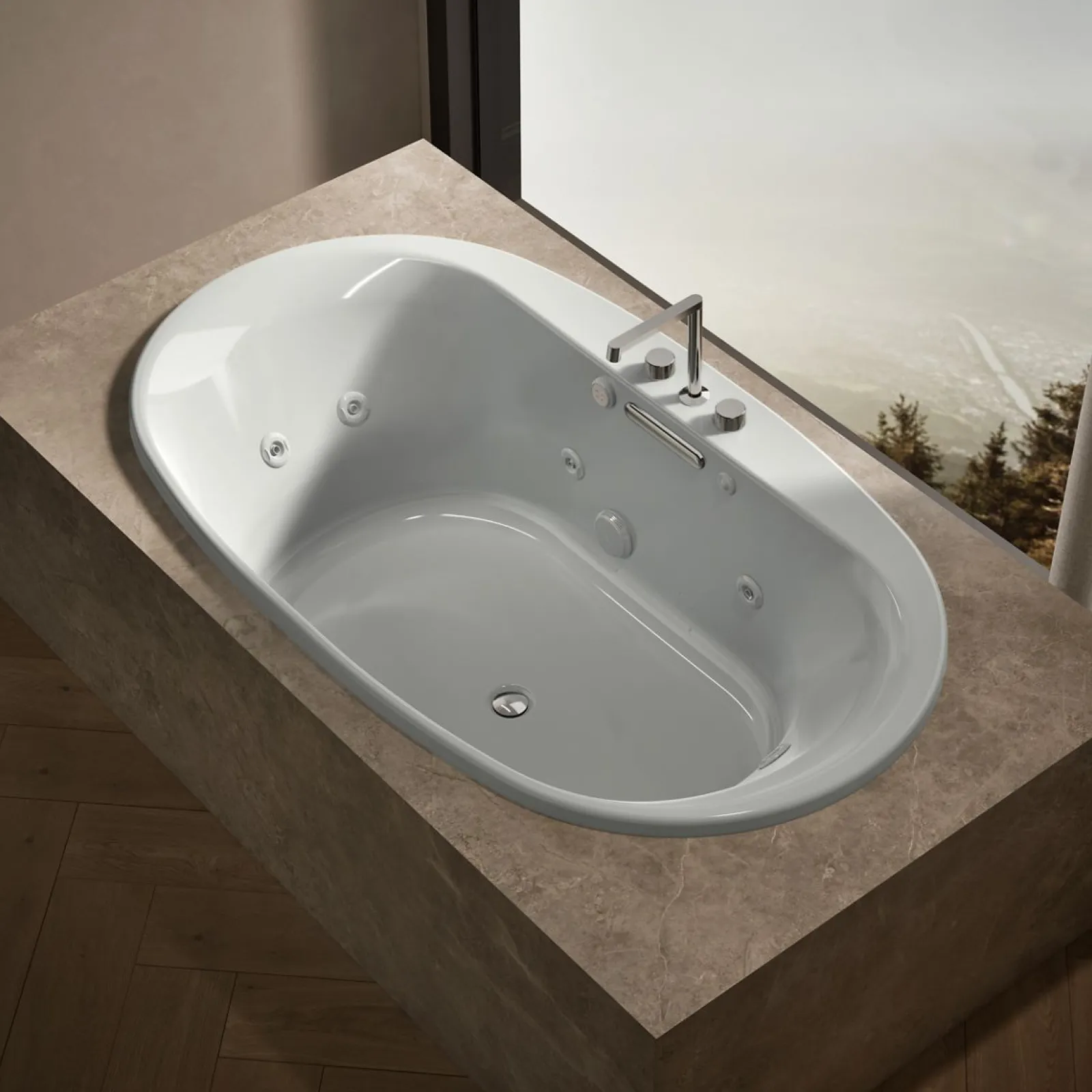 71-1/2" x 41-1/2" drop-in Heated BubbleMassage™ air bath with whirlpool^Kohler New