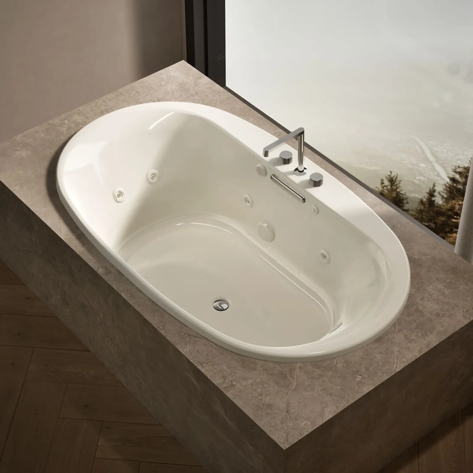 71-1/2" x 41-1/2" drop-in Heated BubbleMassage™ air bath with whirlpool^Kohler New