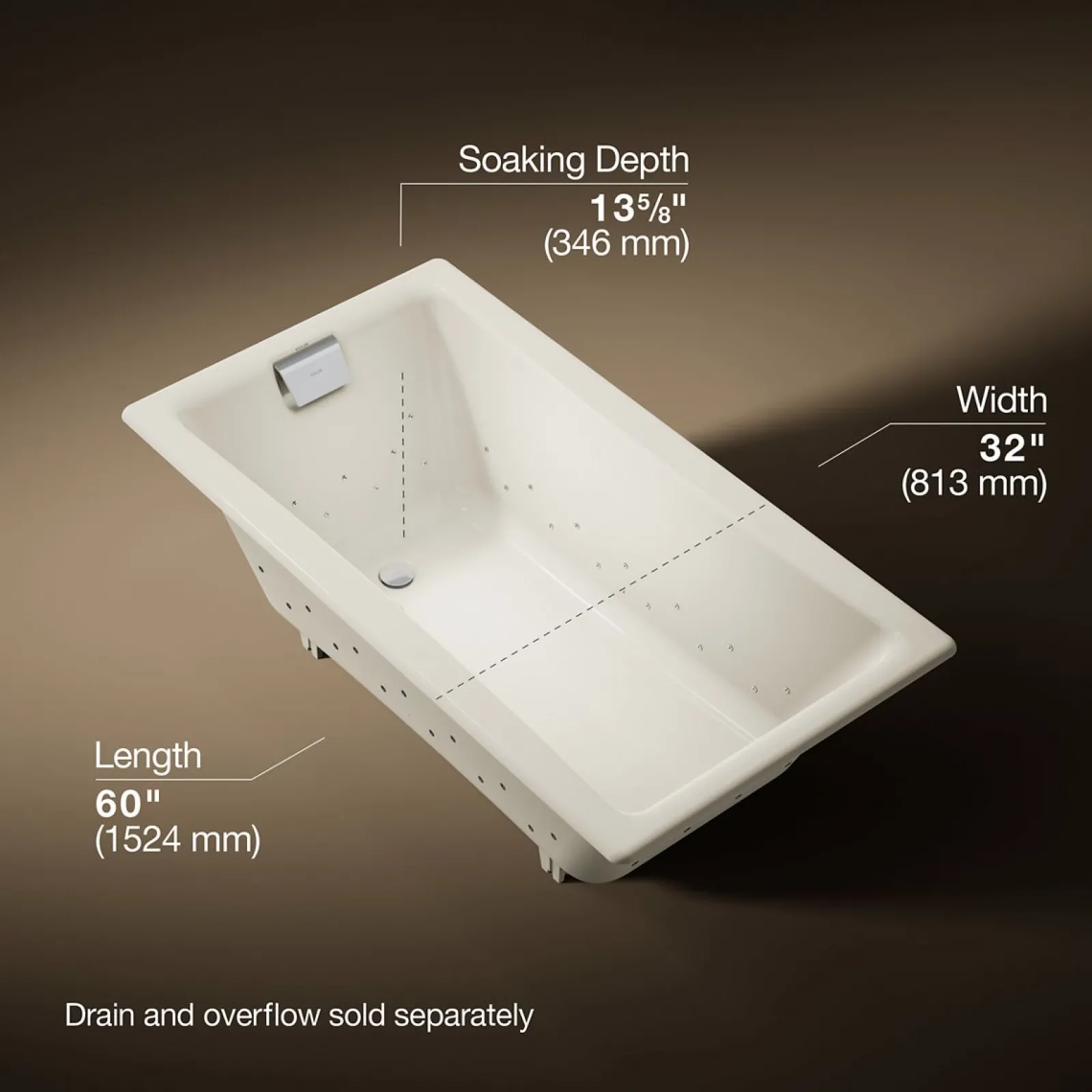 60" x 32" drop-in Heated BubbleMassage™ air bath^Kohler Outlet