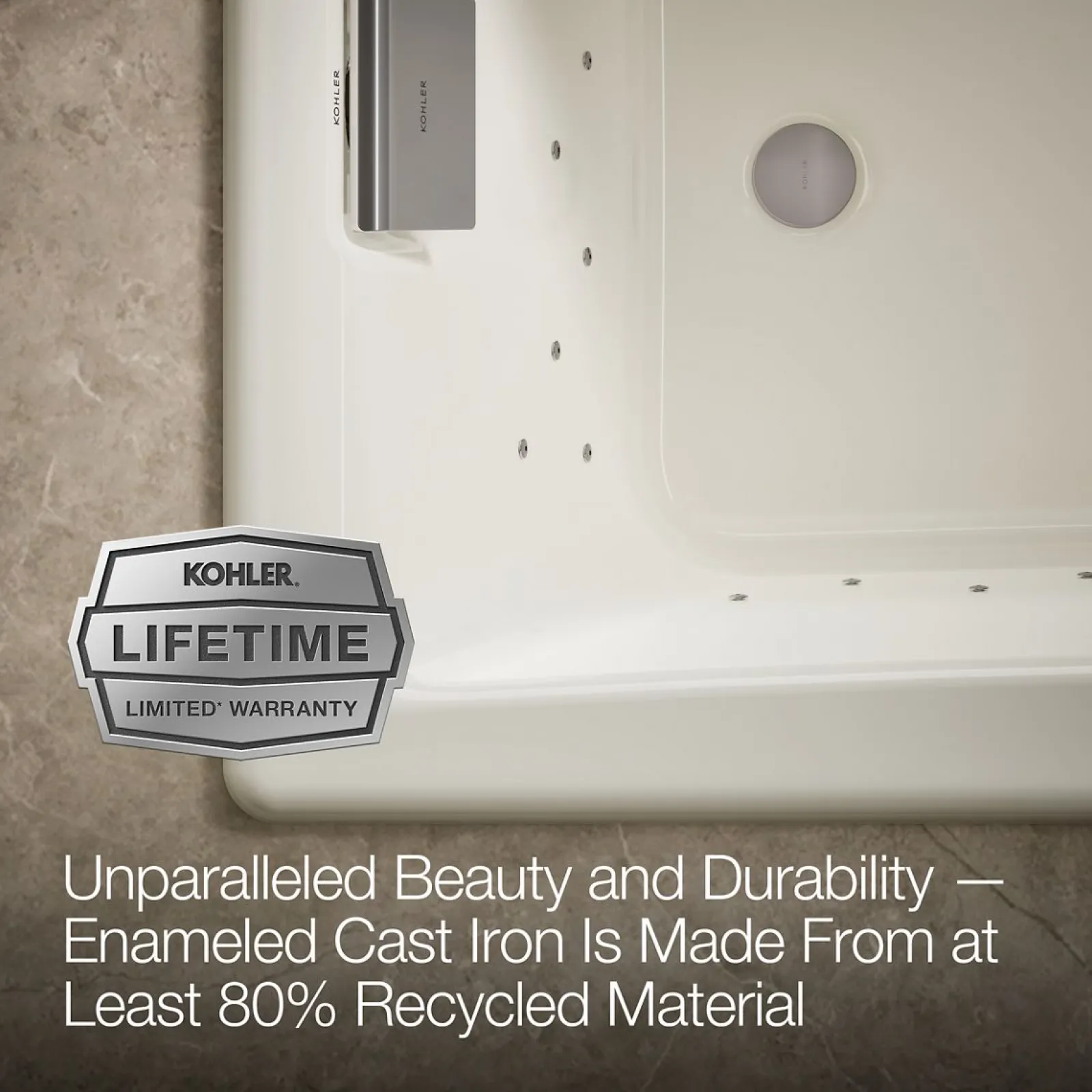 60" x 32" drop-in Heated BubbleMassage™ air bath^Kohler