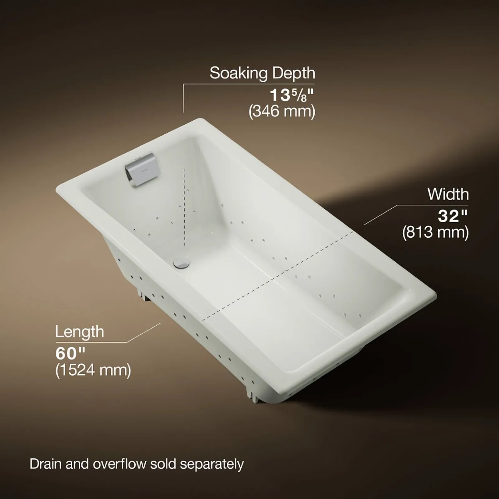 60" x 32" drop-in Heated BubbleMassage™ air bath^Kohler Best