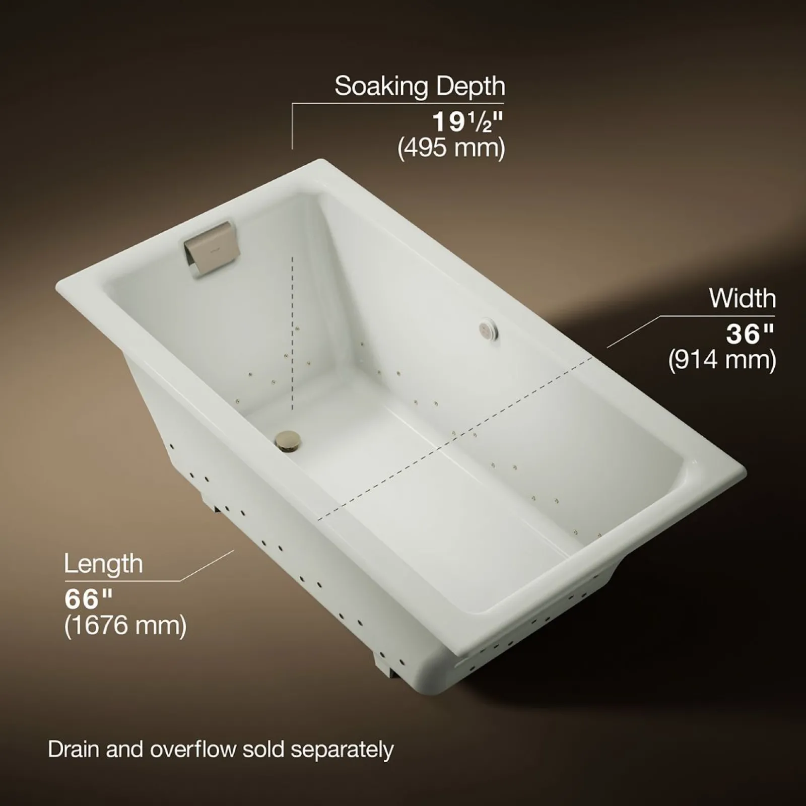 66" x 36" drop-in Heated BubbleMassage™ air bath^Kohler Sale