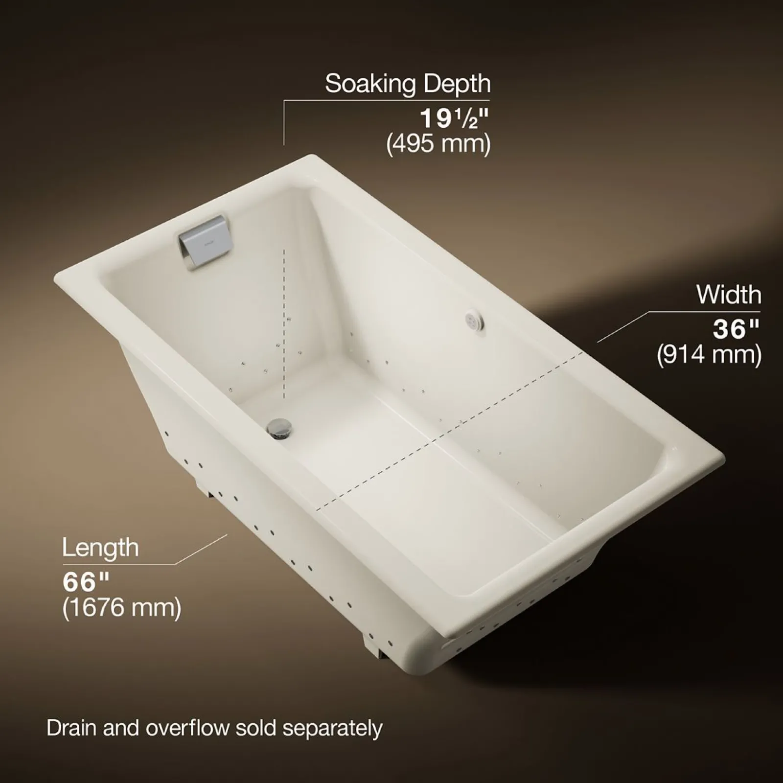 66" x 36" drop-in Heated BubbleMassage™ air bath^Kohler Sale