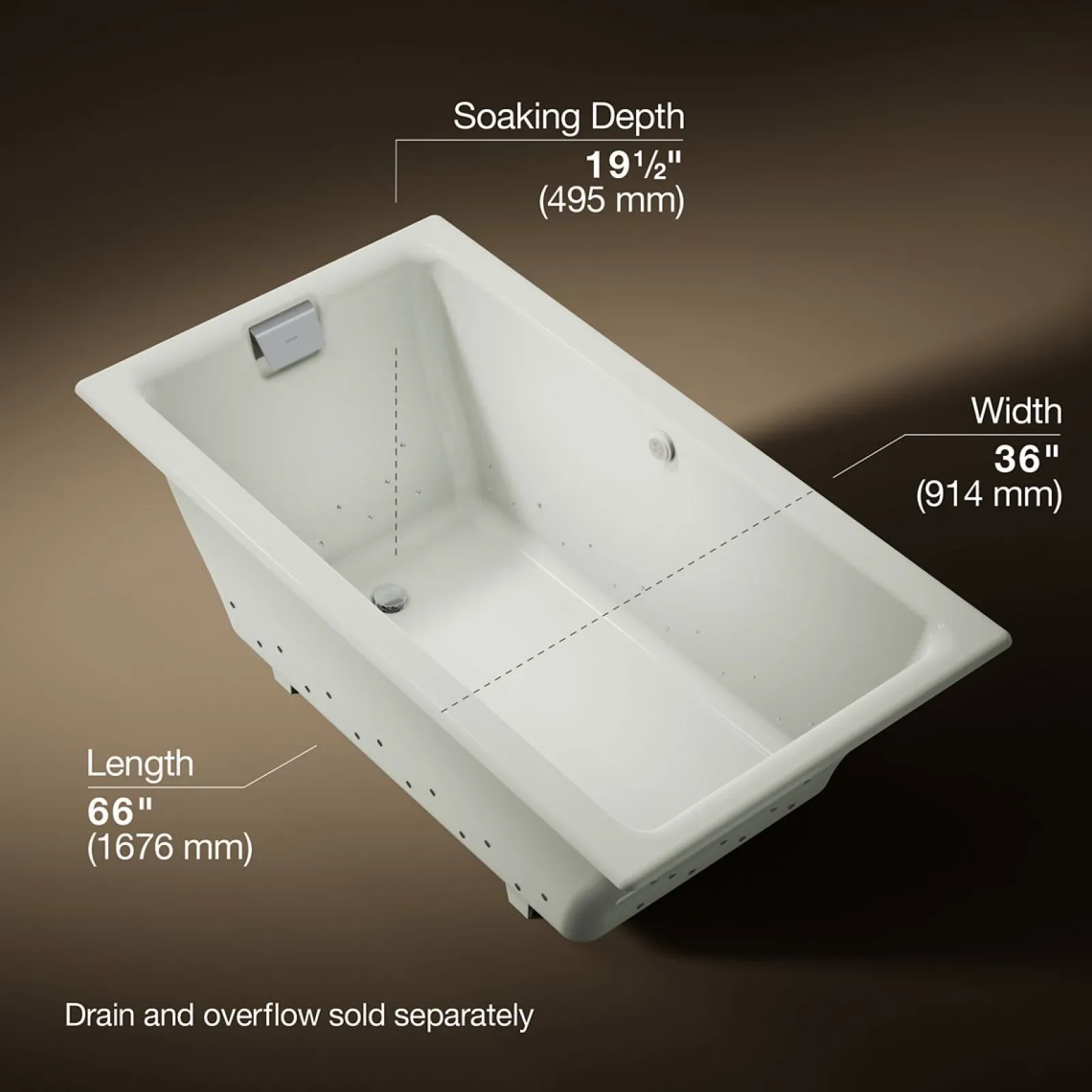 66" x 36" drop-in Heated BubbleMassage™ air bath^Kohler Sale