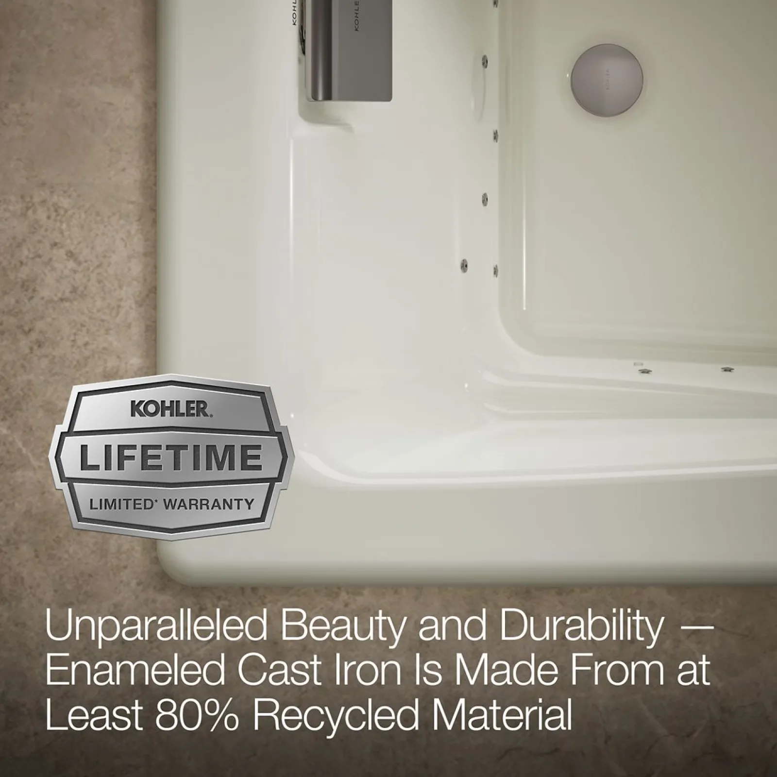 71-3/4" x 36" drop-in Heated BubbleMassage™ air bath^Kohler New