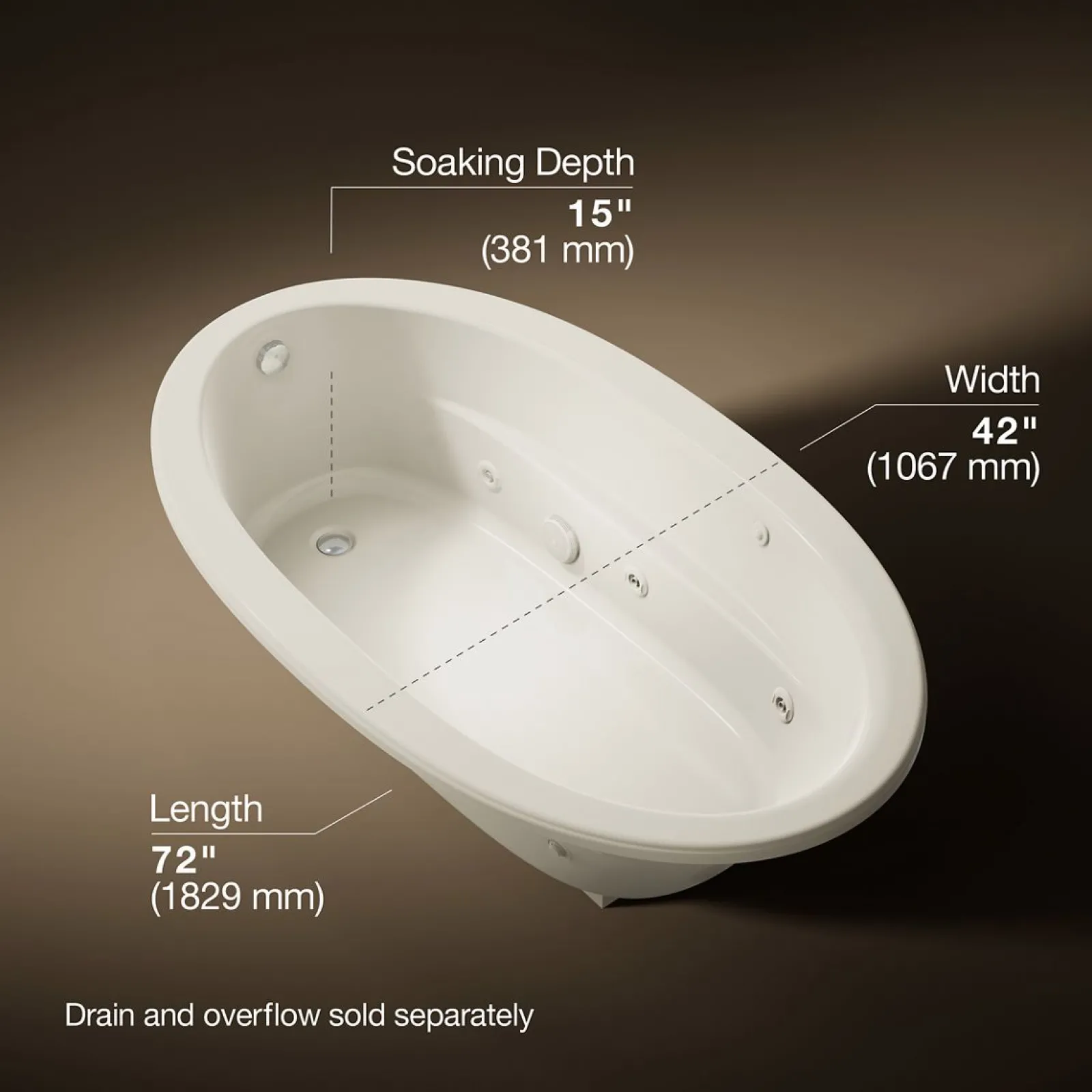 72" x 42" drop-in heated whirlpool bath^Kohler Sale